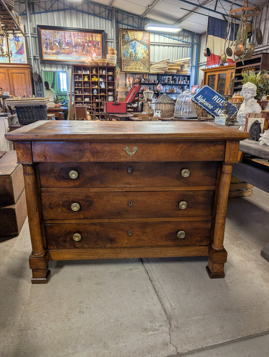 C19th walnut empire style commode.