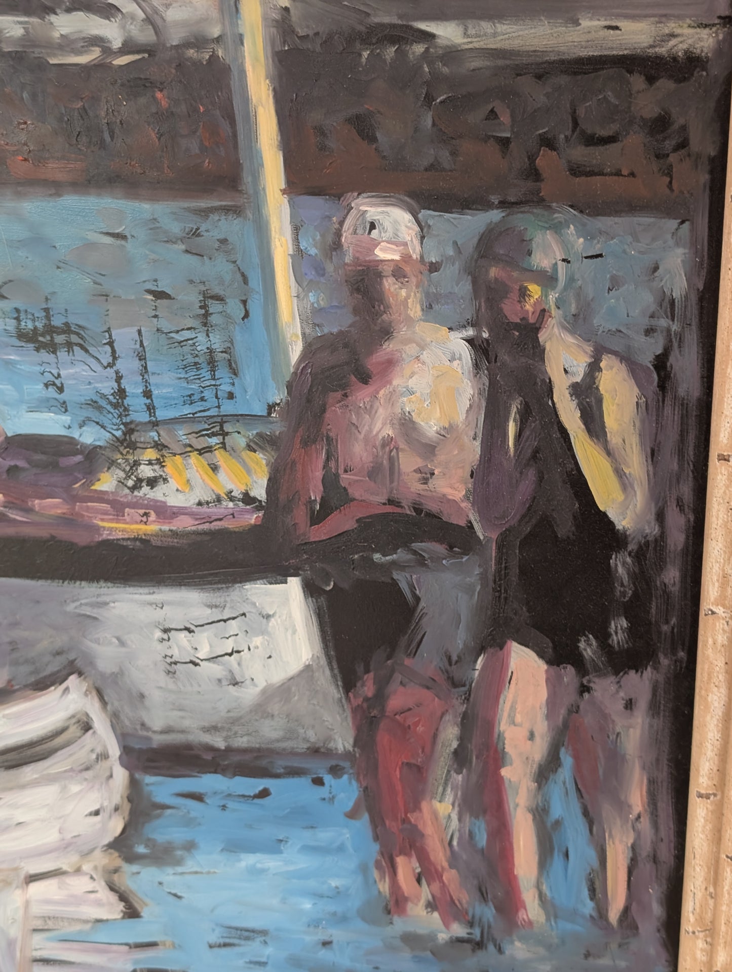Bathers by the Shore by Patrice Landauer, Oil on board