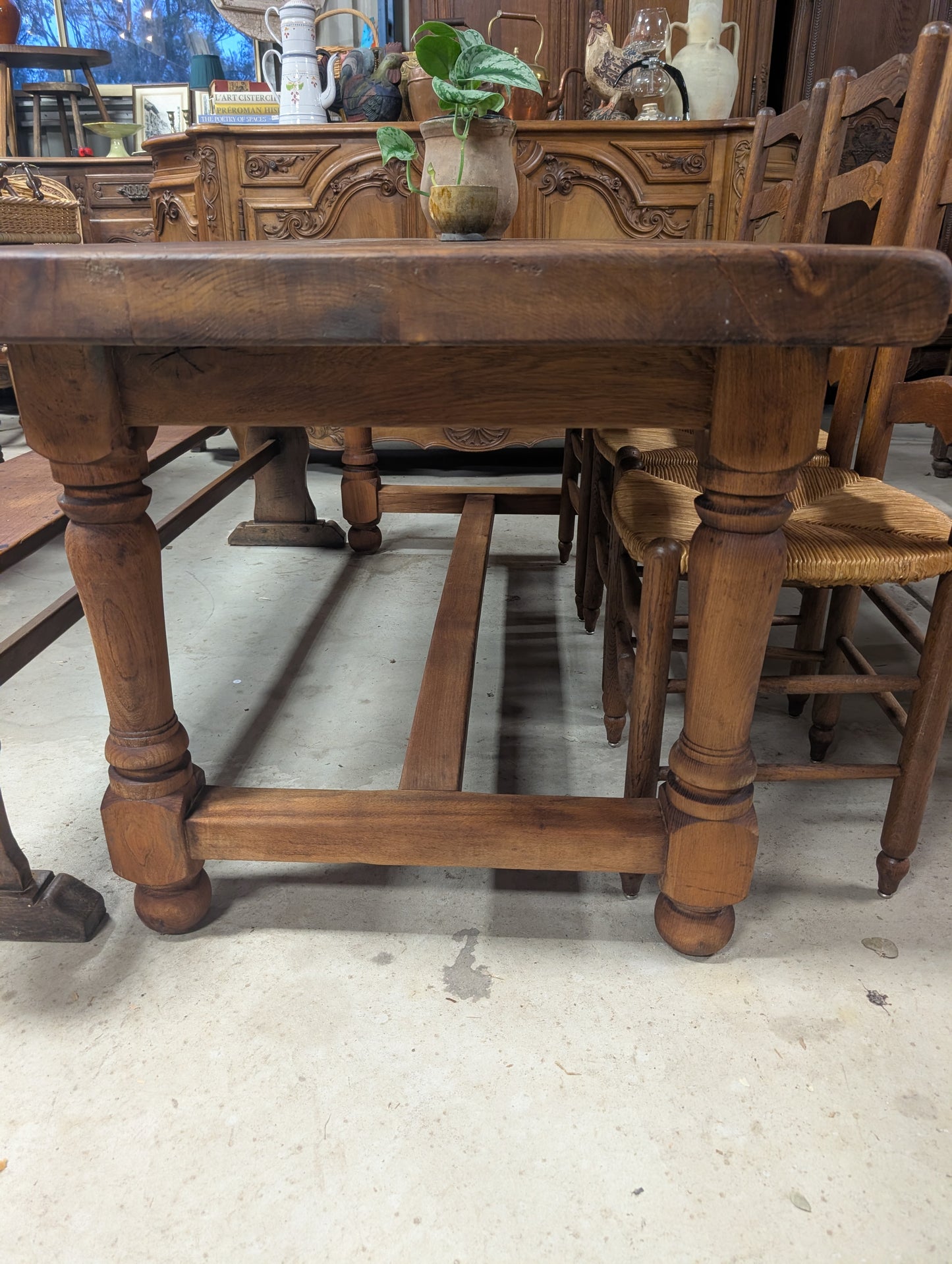 Oak french farm table, 6,5cm tabletop, 175long