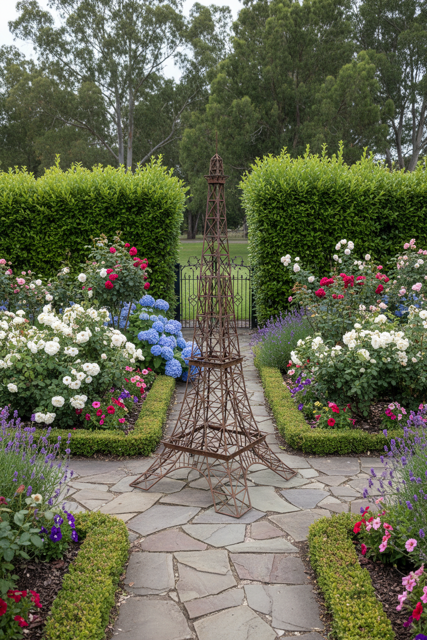 Eiffel Tower wrought iron garden stand (229 x 82 x 82cm)