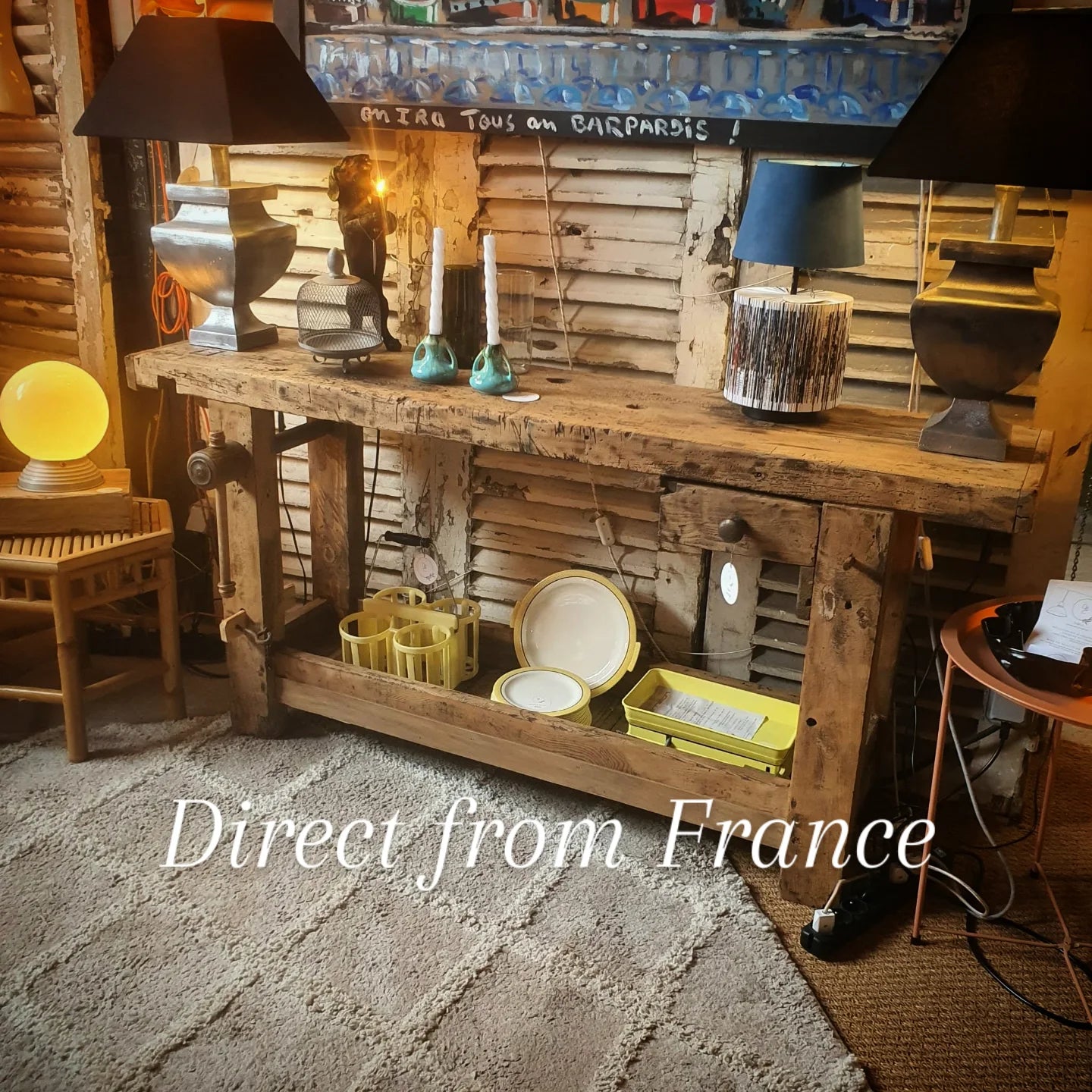French Antiques Farm Workbench