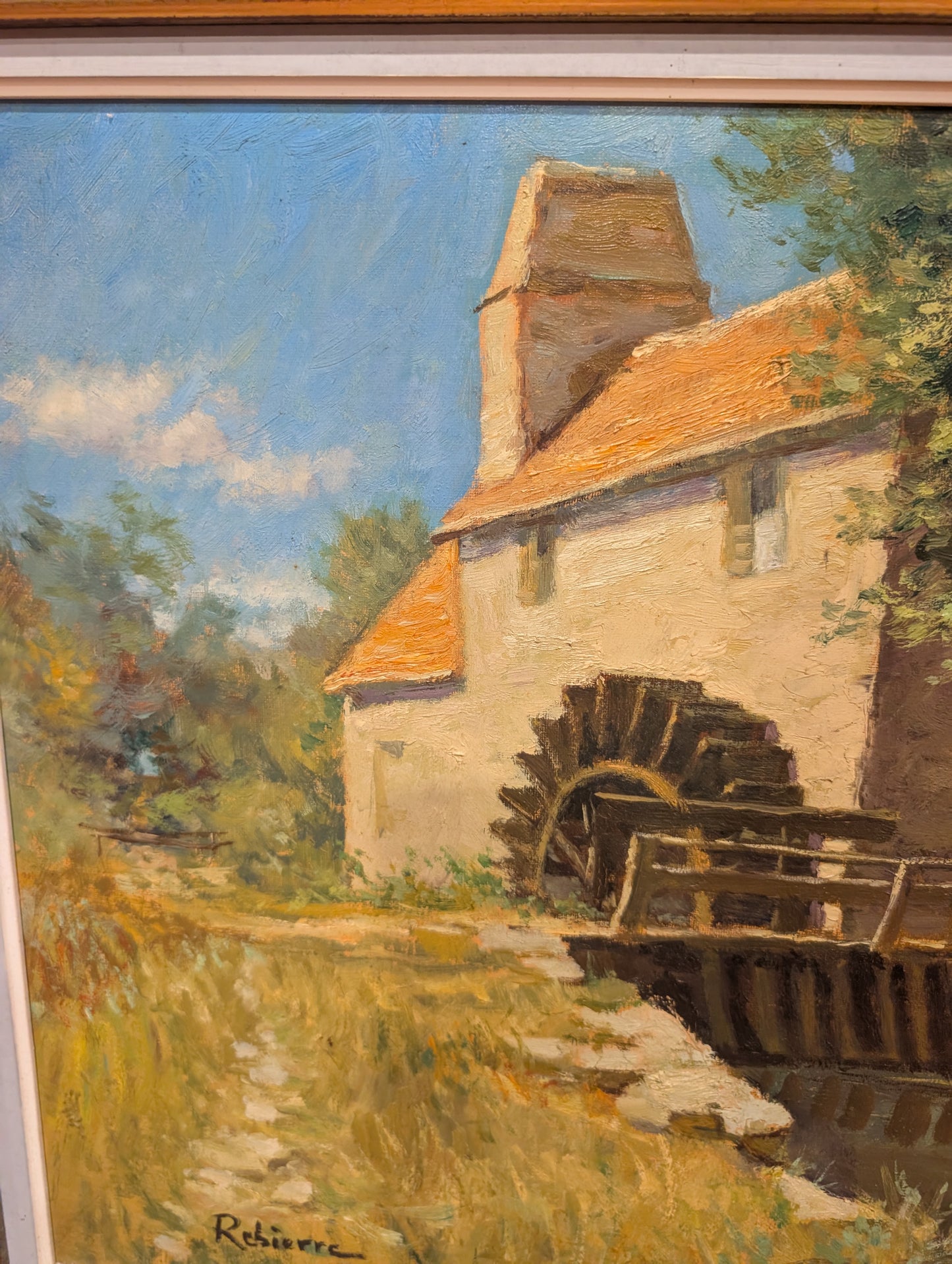Antique Mid-Century French Impressionist Oil Painting – "The Watermill" by Marc Rebierre (c. 1970s)