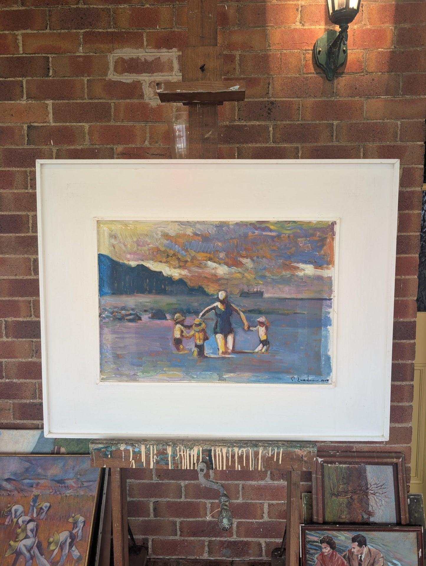 Bathers at Sunset (Les Baigneurs ) by Patrice Landauer - oil on board -