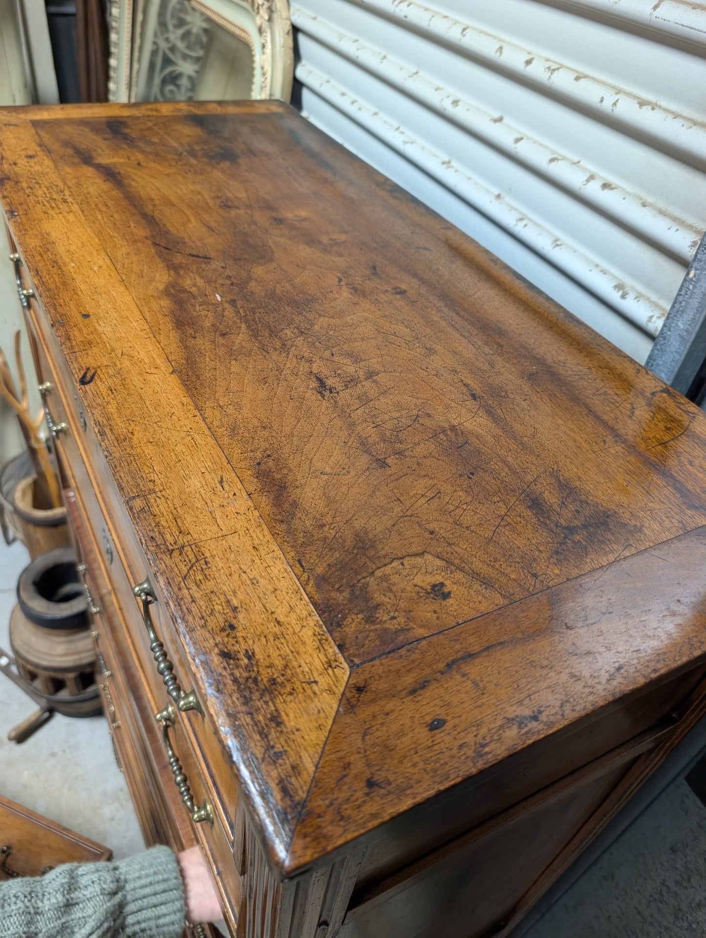 Louis XVI Style Walnut Semainier Tall Chest