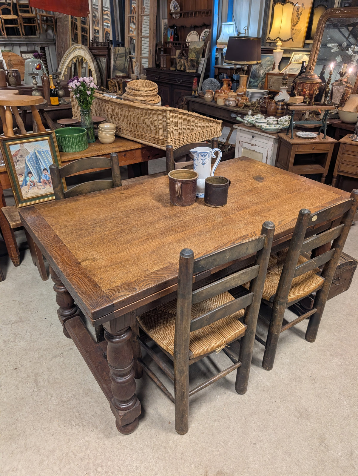 Rustic Oak farm table with extensions