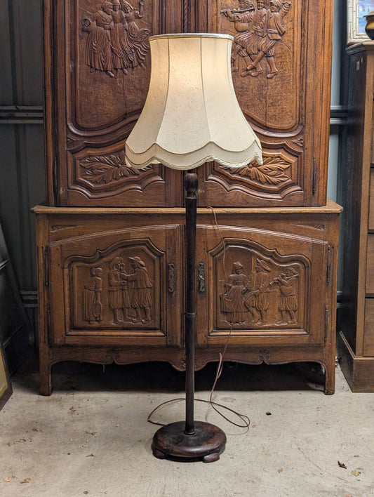 1930s turned timber floor lamp