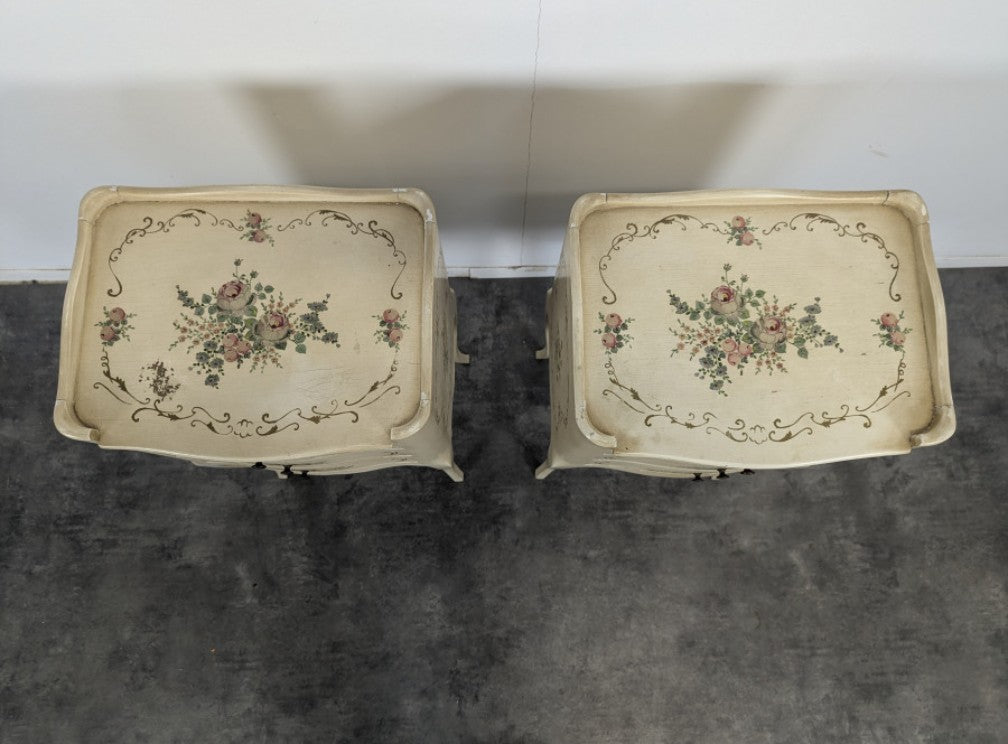 Pair of hand-painted Louis XV style bedside tables