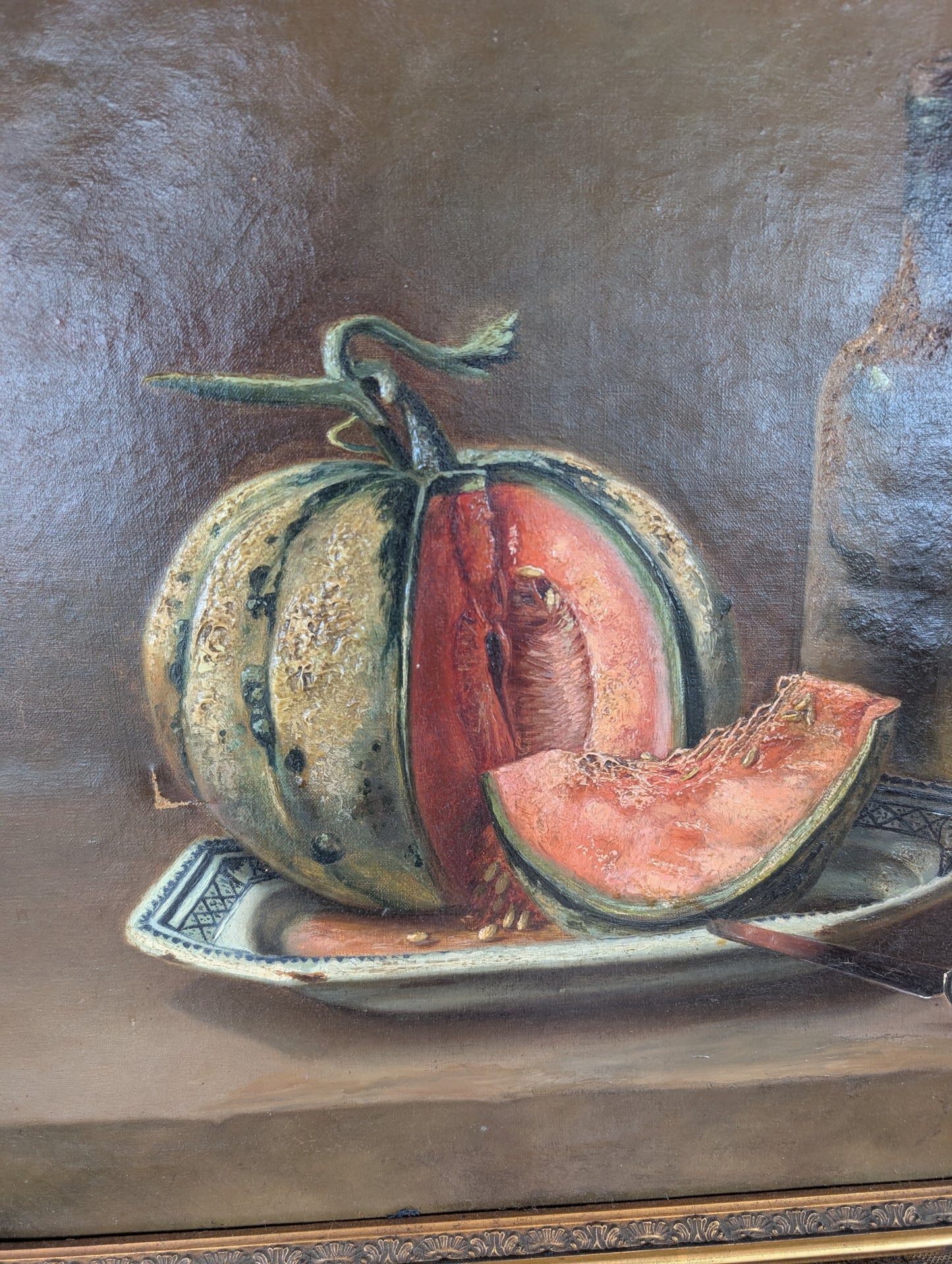 Still life melon Léon Rousseau C19th