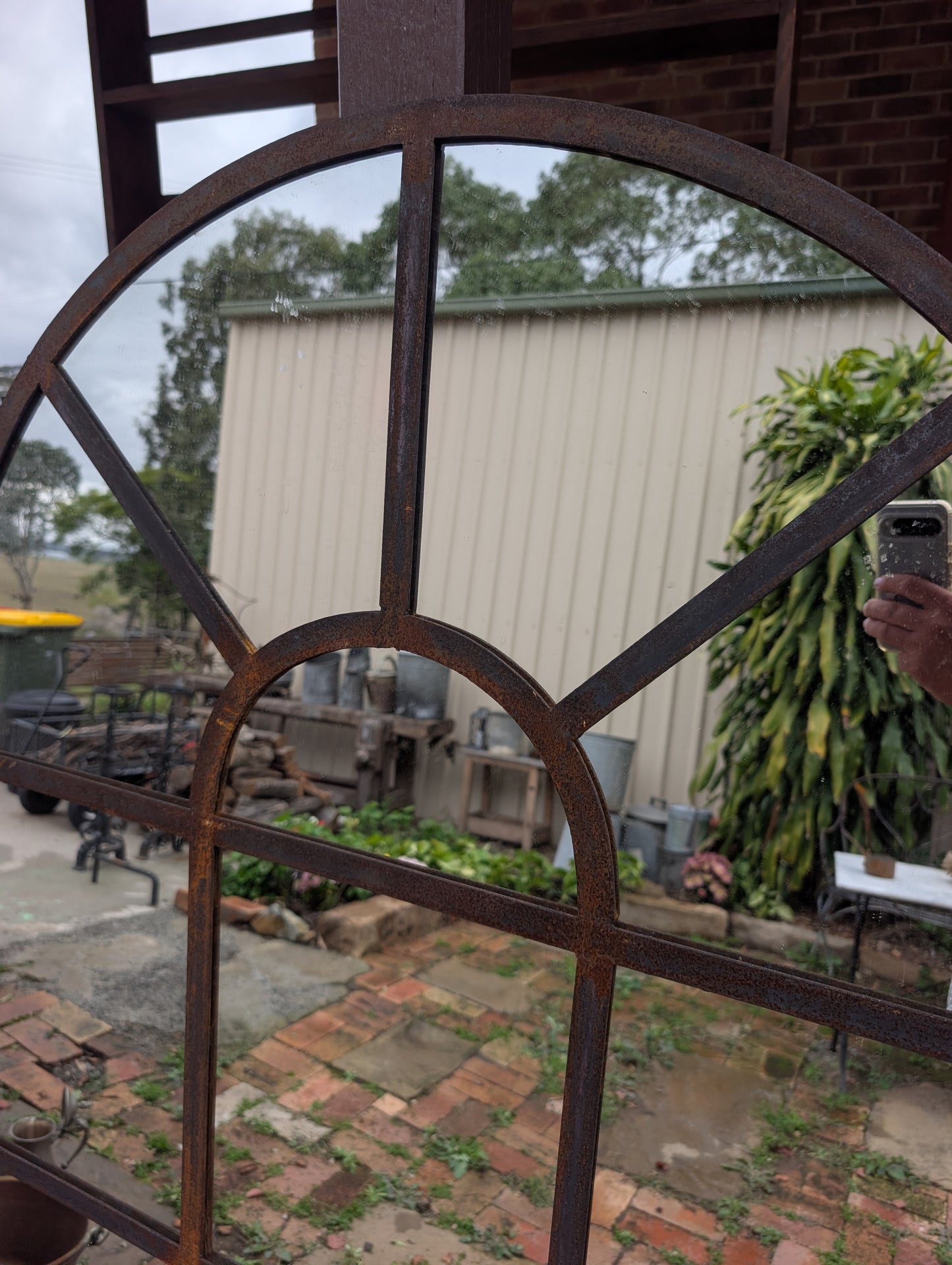 French style arched top wrought iron framed mirror (170 x 100cm)