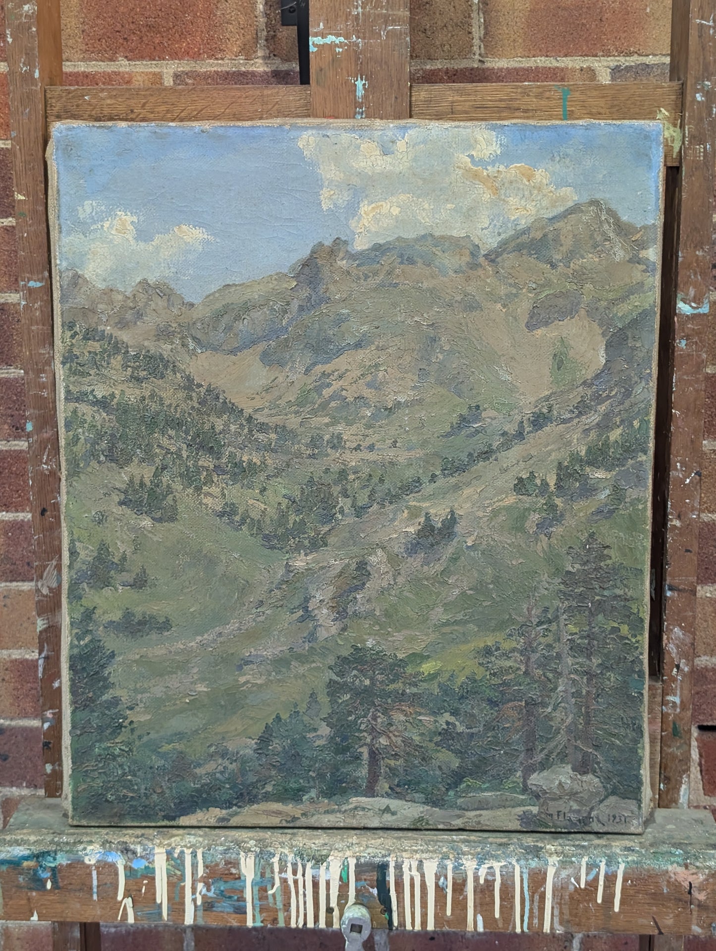 Mountain landscape - oil on canvas - 1931