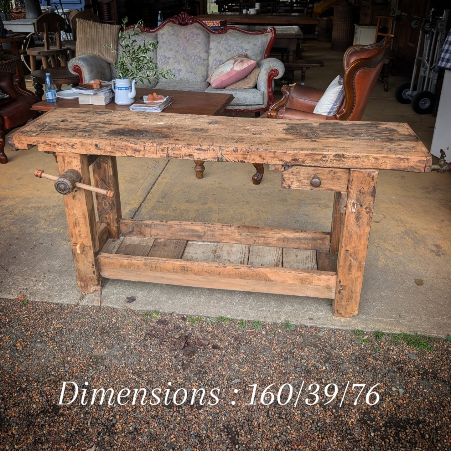 French Antiques Farm Workbench