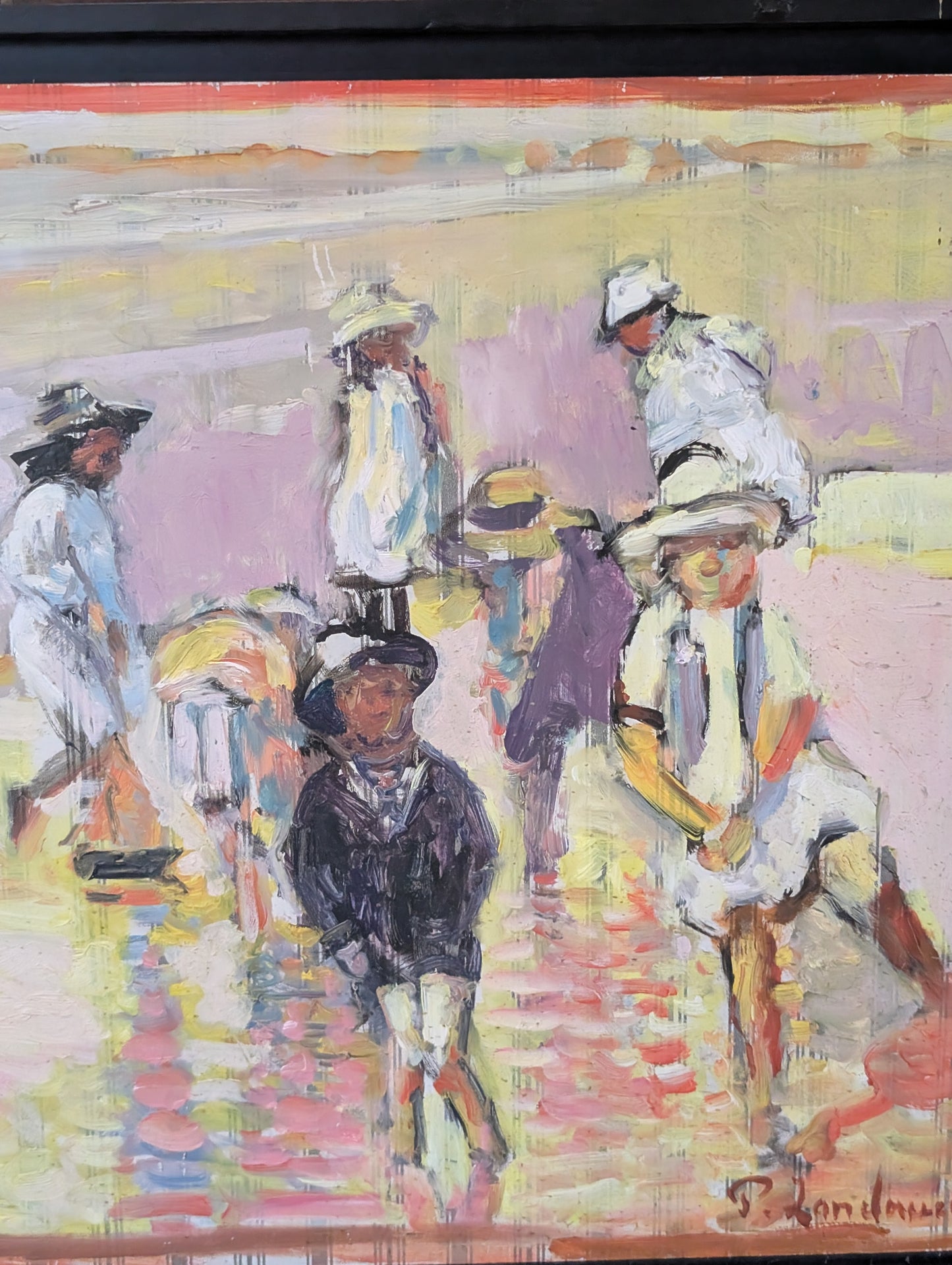 Children on the Beach (Enfants sur la plage) by Patrice Landauer, Oil on Board