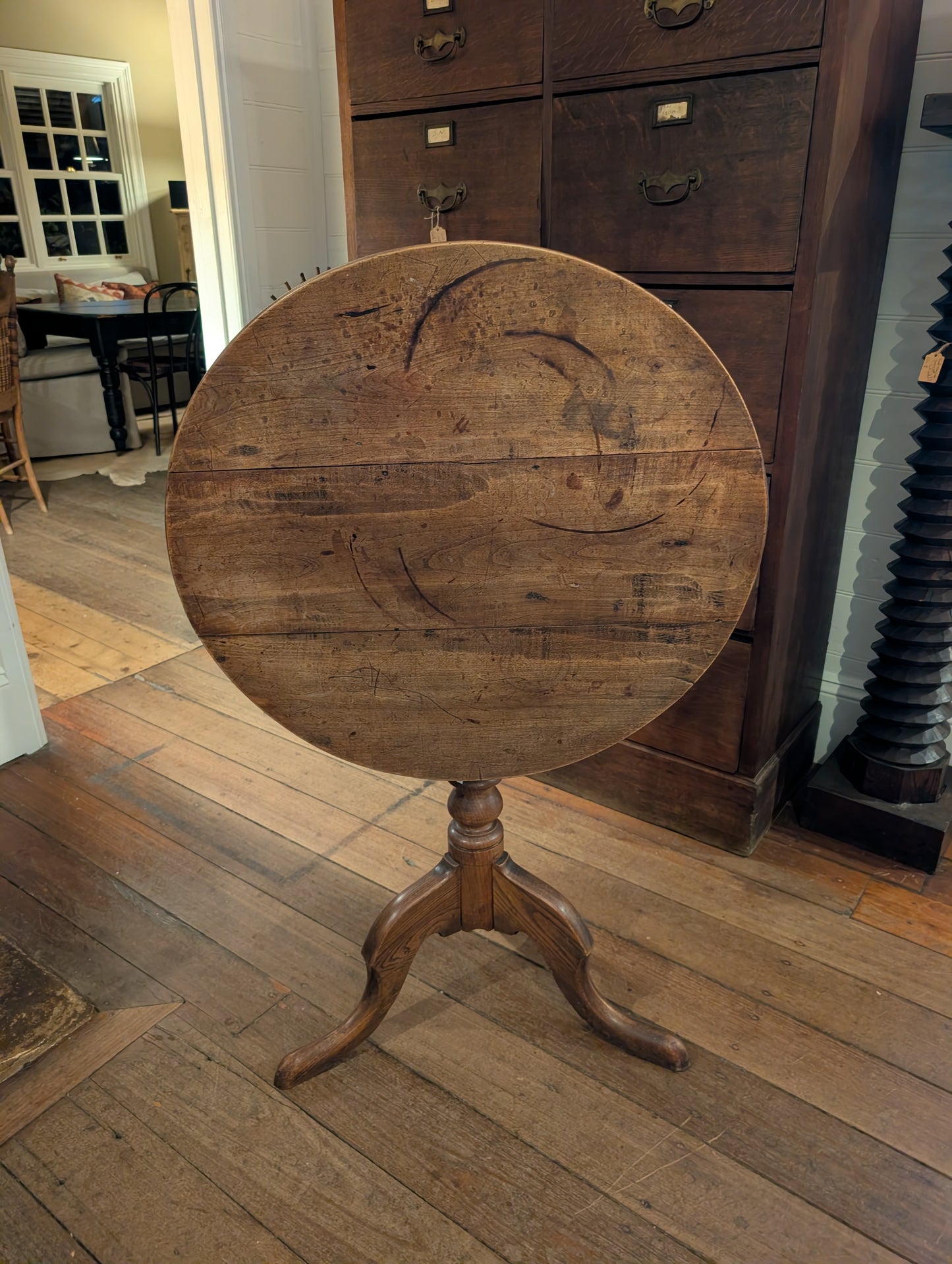 C19th French provincial cherrywood tilt-top wine table