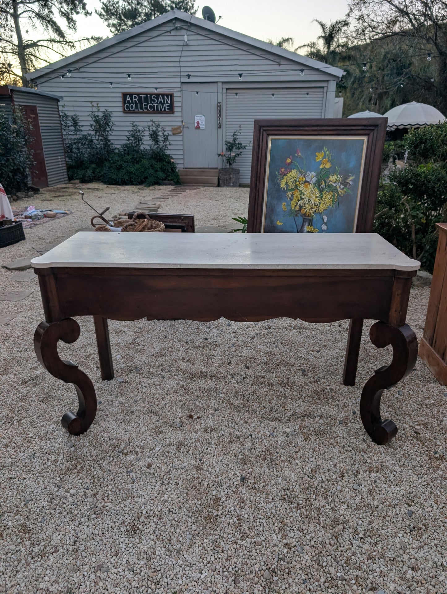 C19th French walnut console table