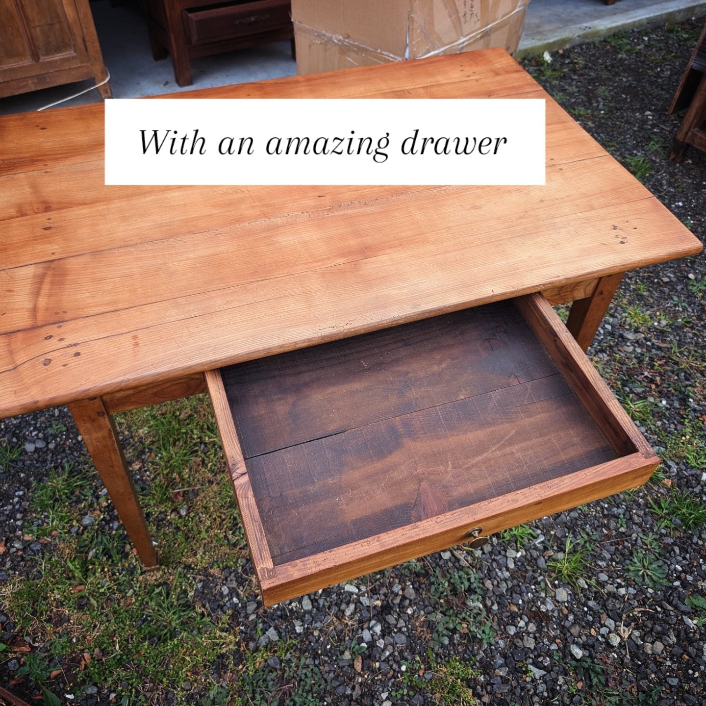 French pine table with big drawer