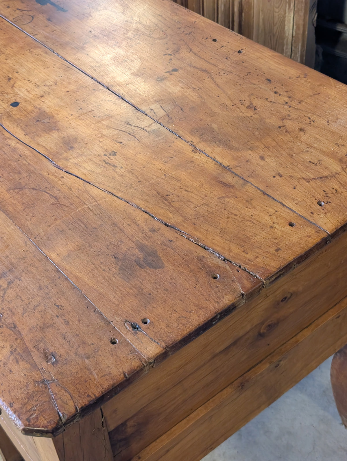 C19th French Provincial Fruitwood Center Desk