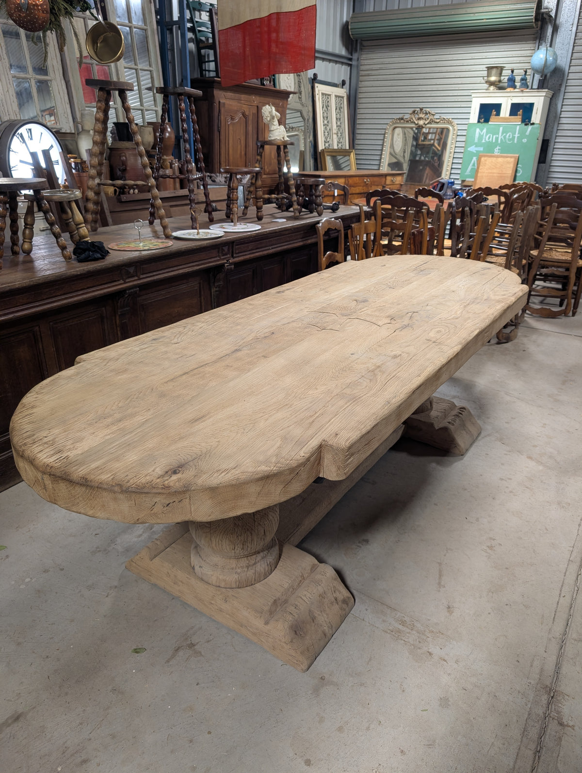 French Solid Oak Farmhouse Refectory Dining Table
