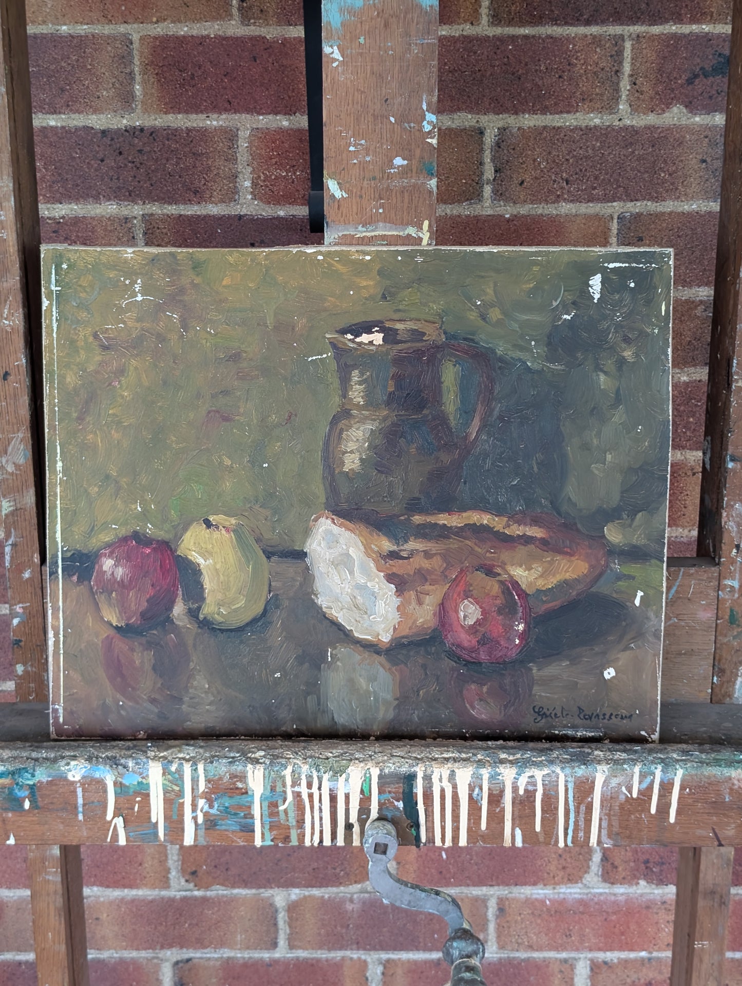 Still Life, oil on board by Gisèle Levasseur, mid CXXth