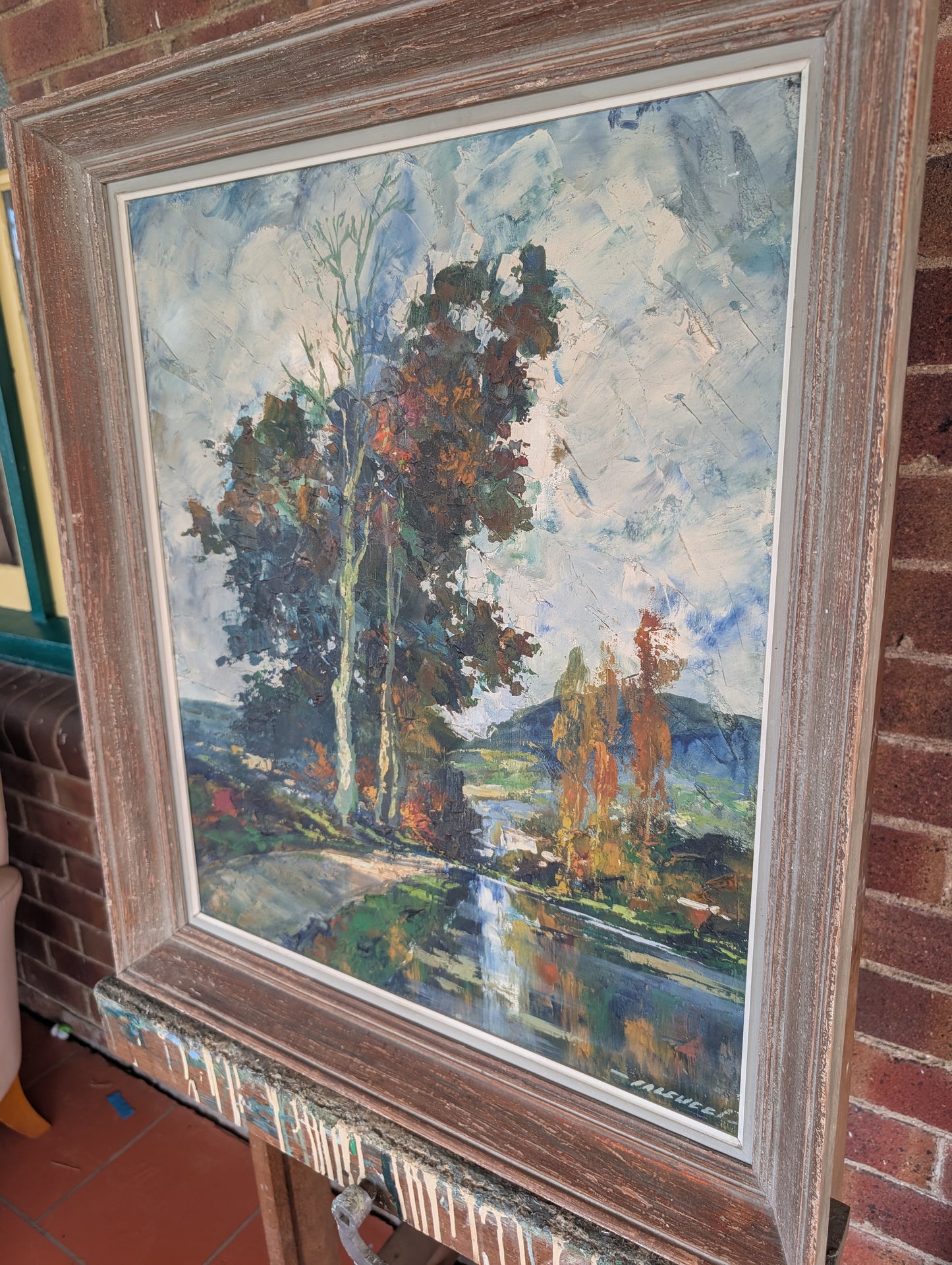Landscape Oil Painting by Robert Falcucci – "La Petite Route"- Mid-Century French Impressionist