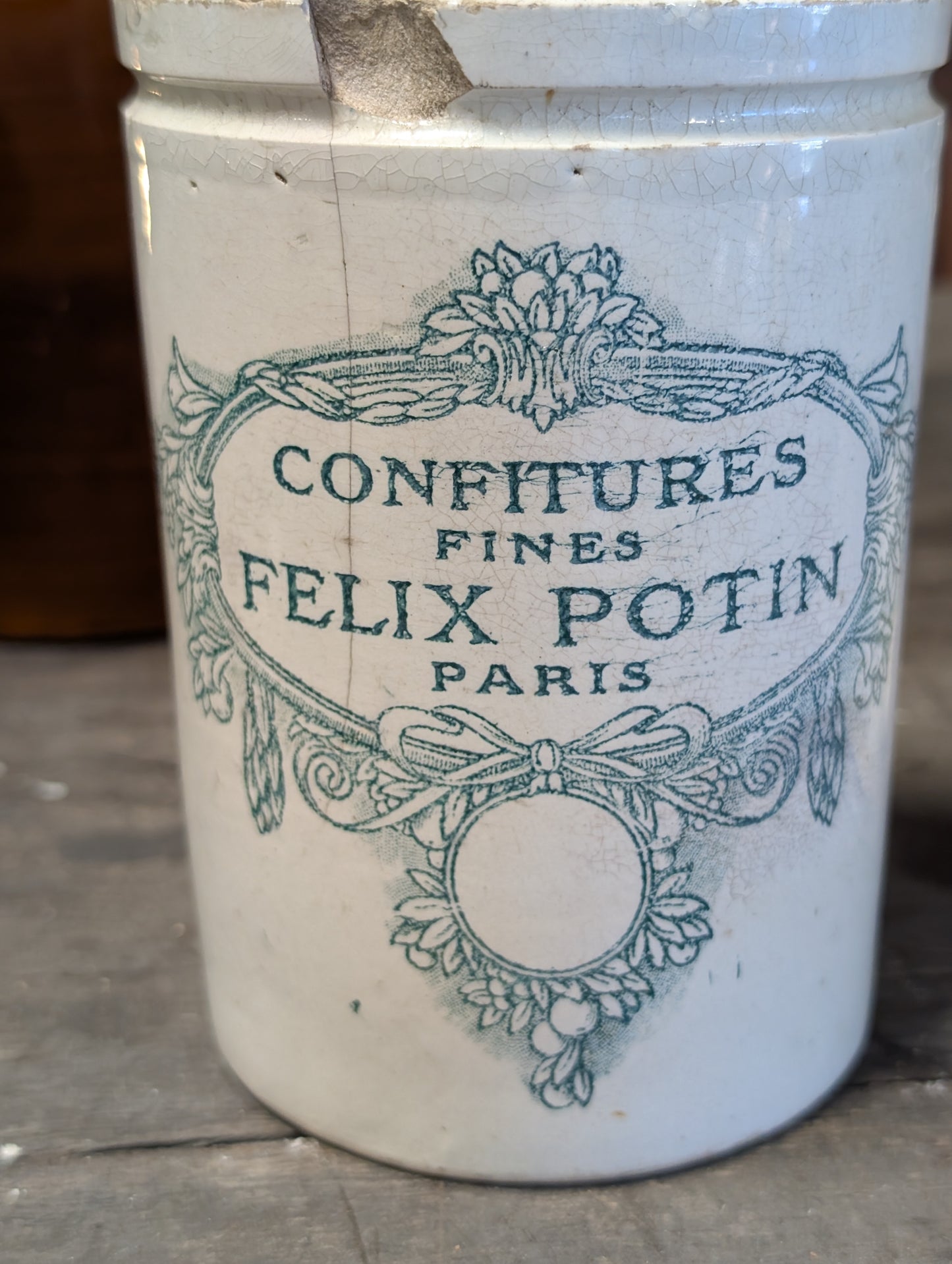 Felix Potin Jam pot ceramic late C19th