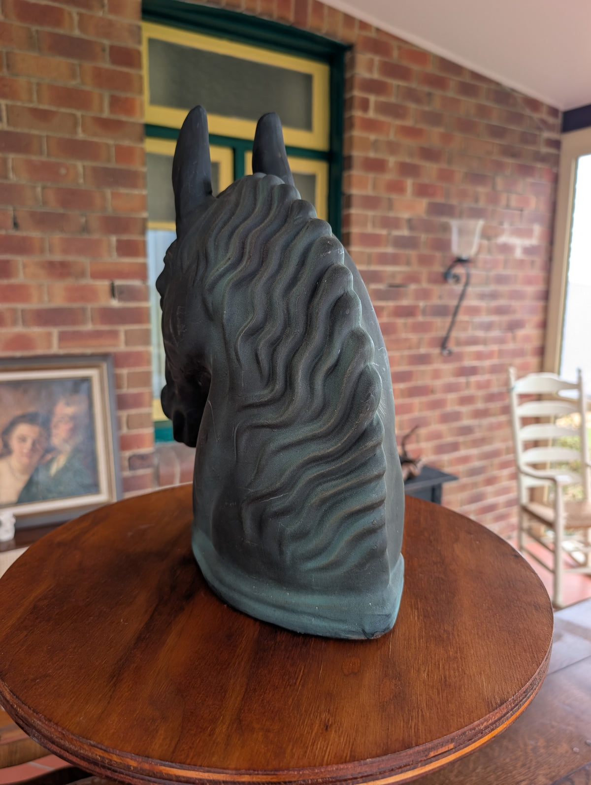 French Grès Ceramic horse head Sculpture mid C20th