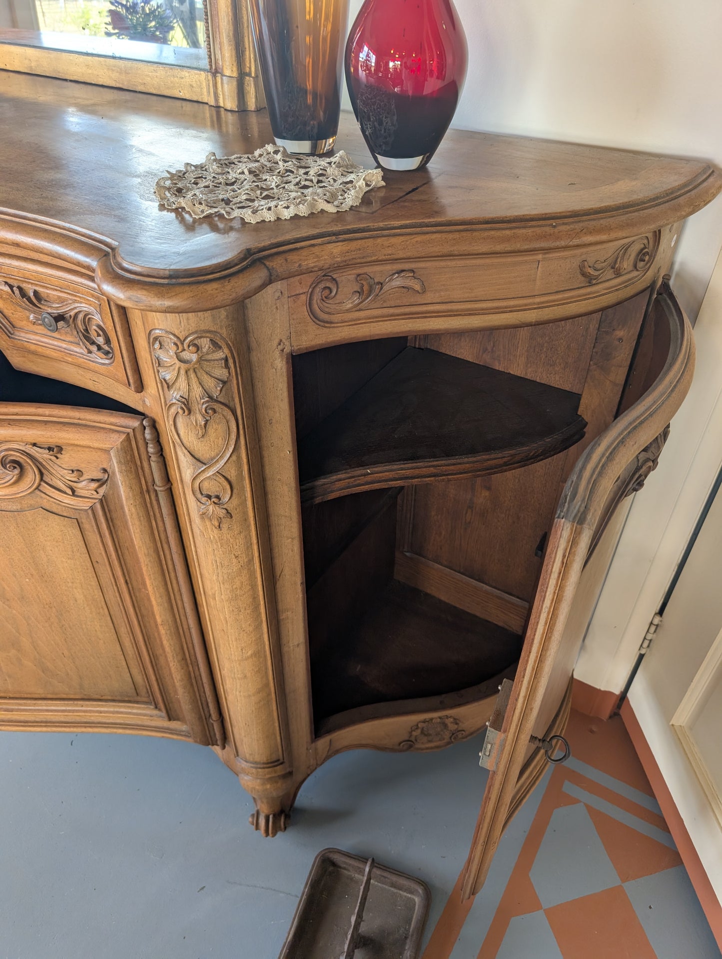 18th Century French Louis XV style walnut buffet enfilade