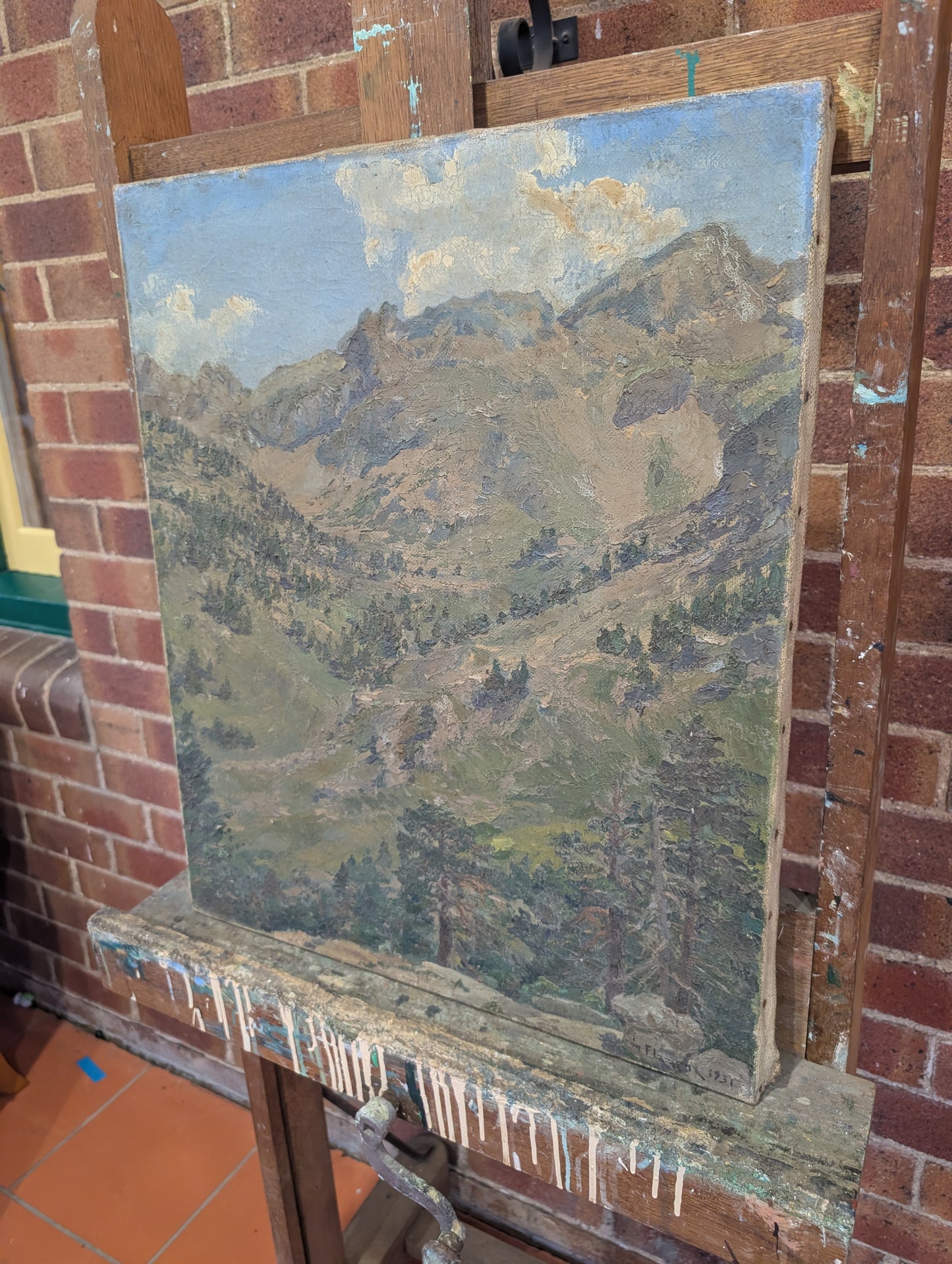Mountain landscape - oil on canvas - 1931