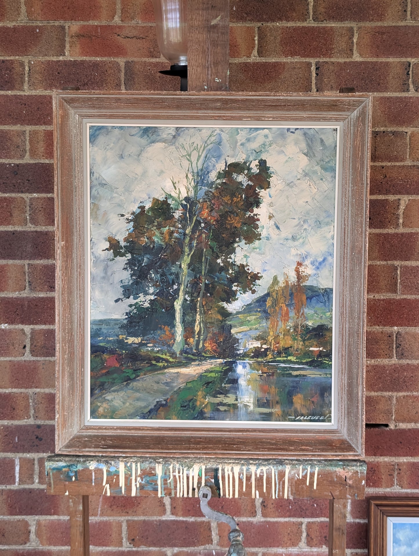 Landscape Oil Painting by Robert Falcucci – "La Petite Route"- Mid-Century French Impressionist