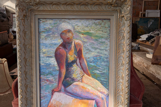 Original Painting, "la nageuse" from P.Landauer XXe