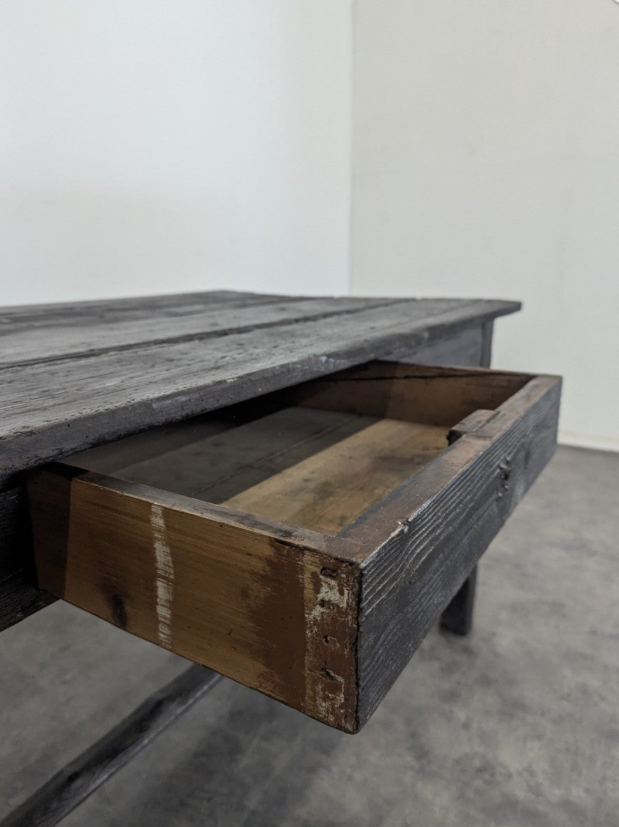 C19th French Yakisugi Ebonized Farm Table.