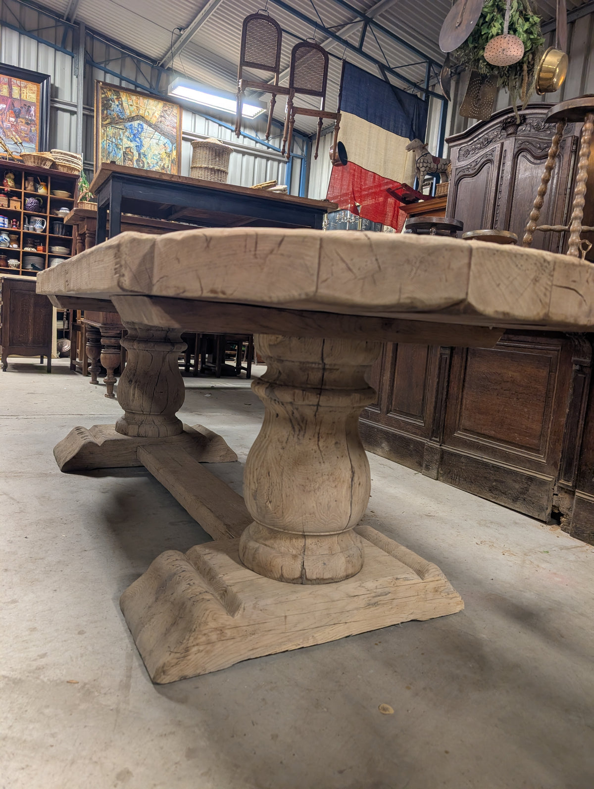 French Solid Oak Farmhouse Refectory Dining Table