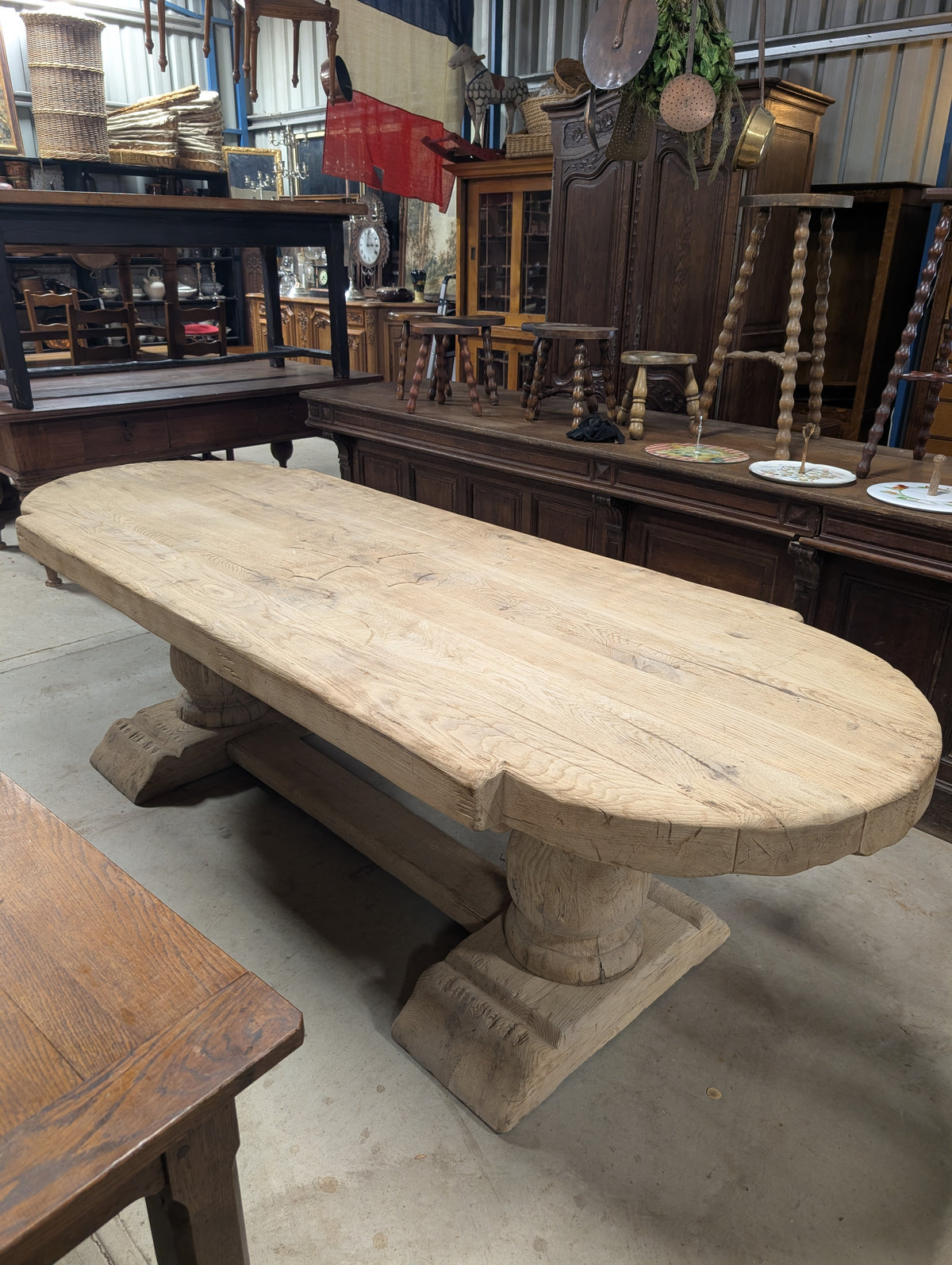 French Solid Oak Farmhouse Refectory Dining Table