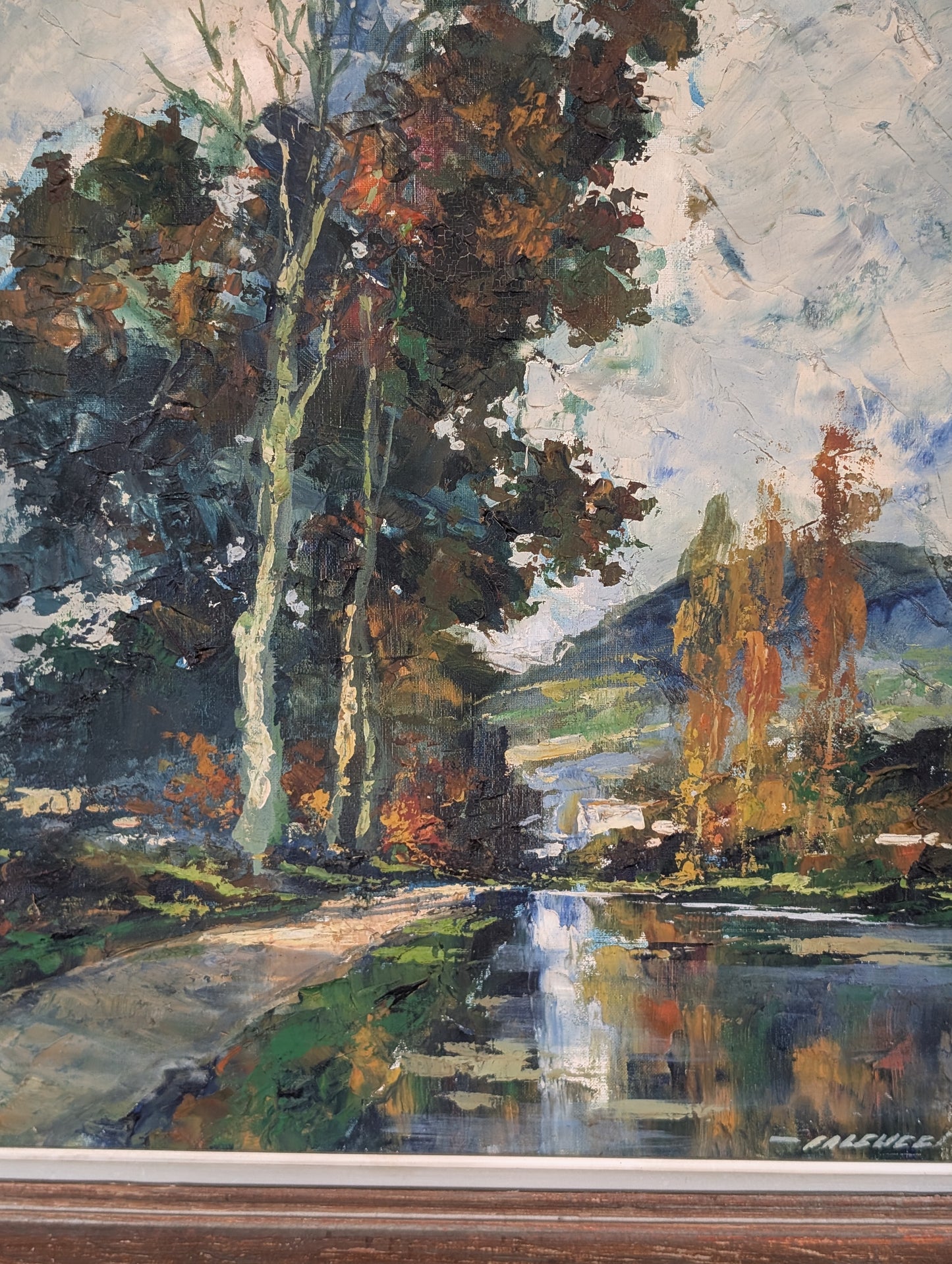 Landscape Oil Painting by Robert Falcucci – "La Petite Route"- Mid-Century French Impressionist