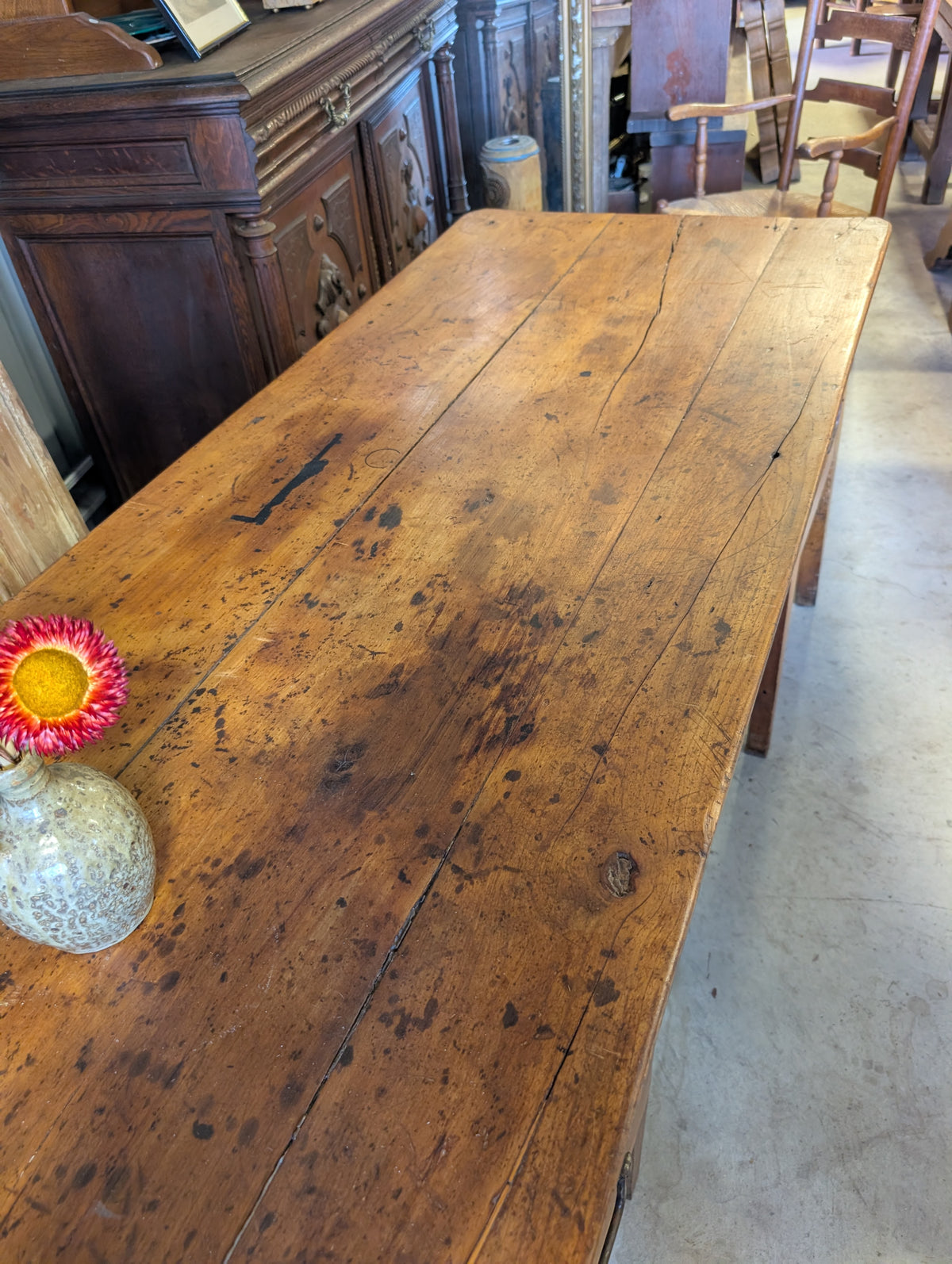 C19th French Provincial Fruitwood Center Desk