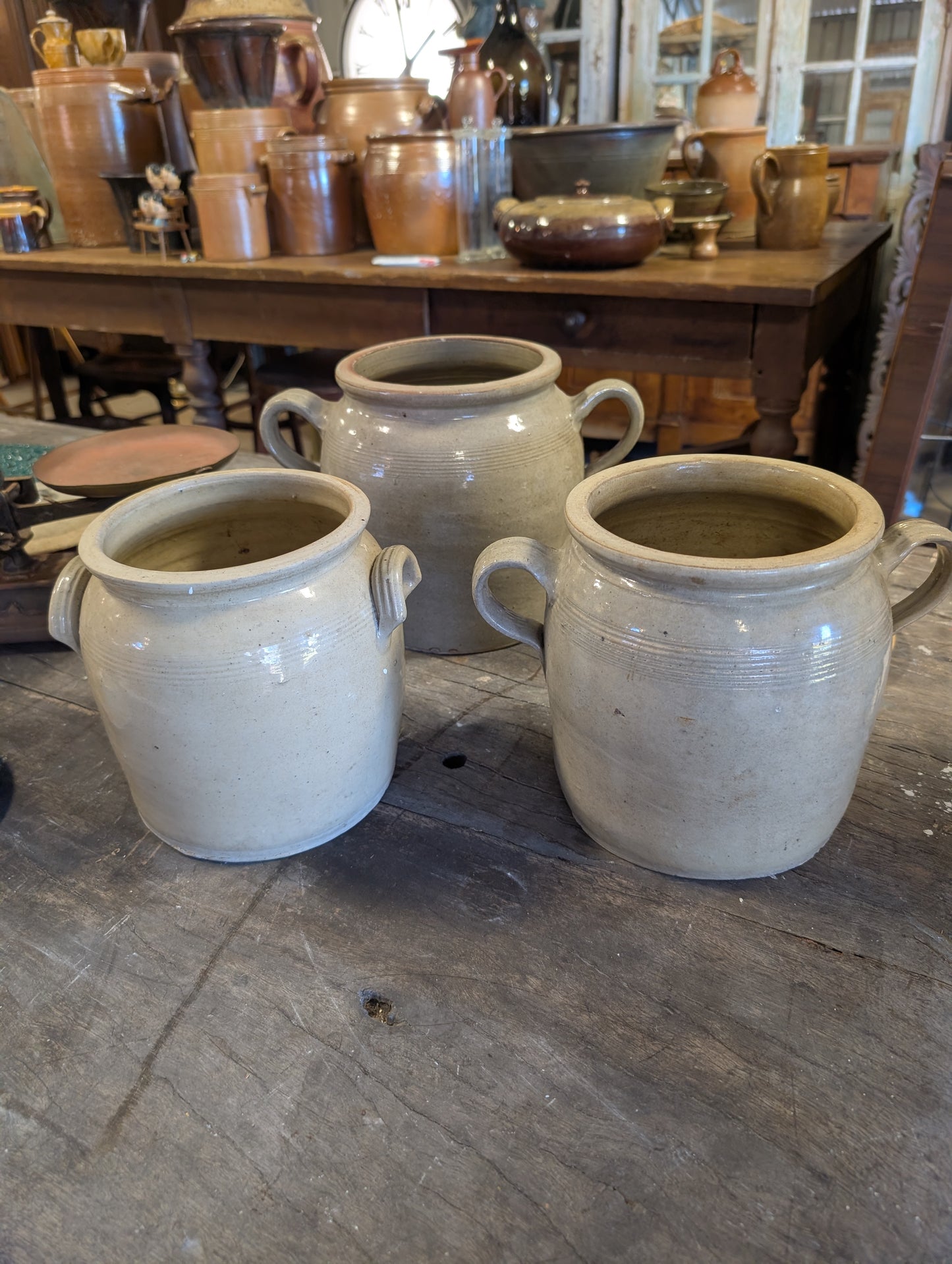 French Antique Stoneware confit pots
