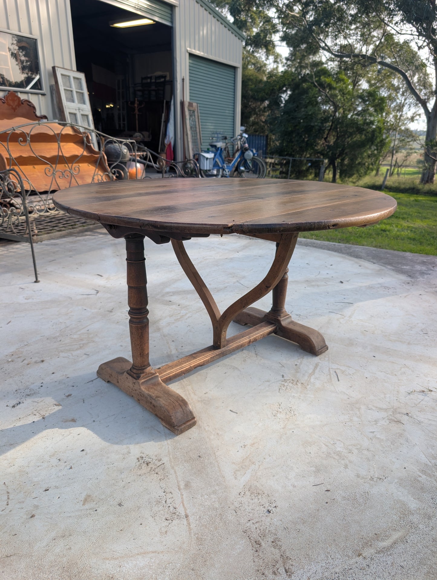 19th-Century French Walnut Wine Tasting Table