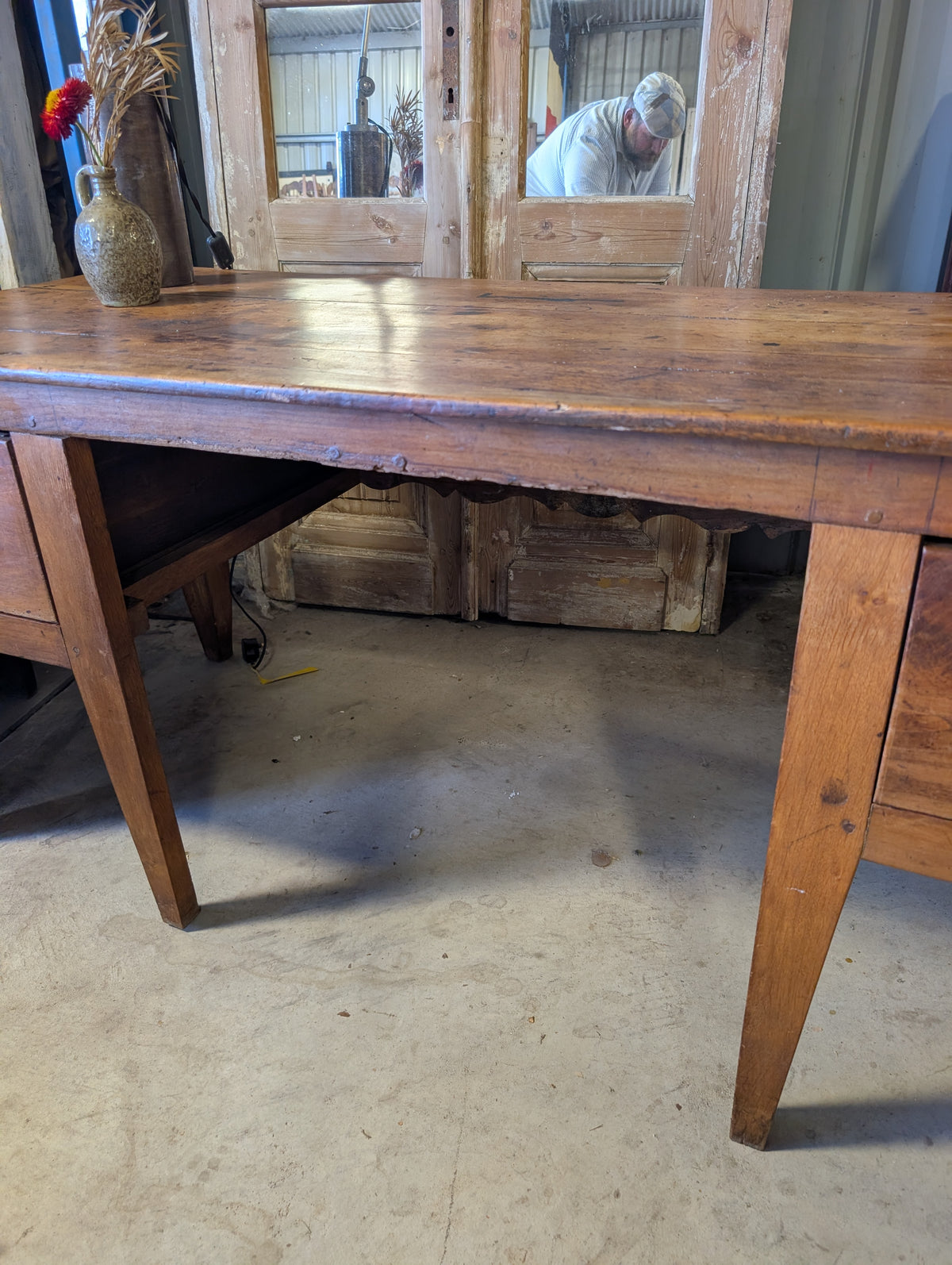 C19th French Provincial Fruitwood Center Desk