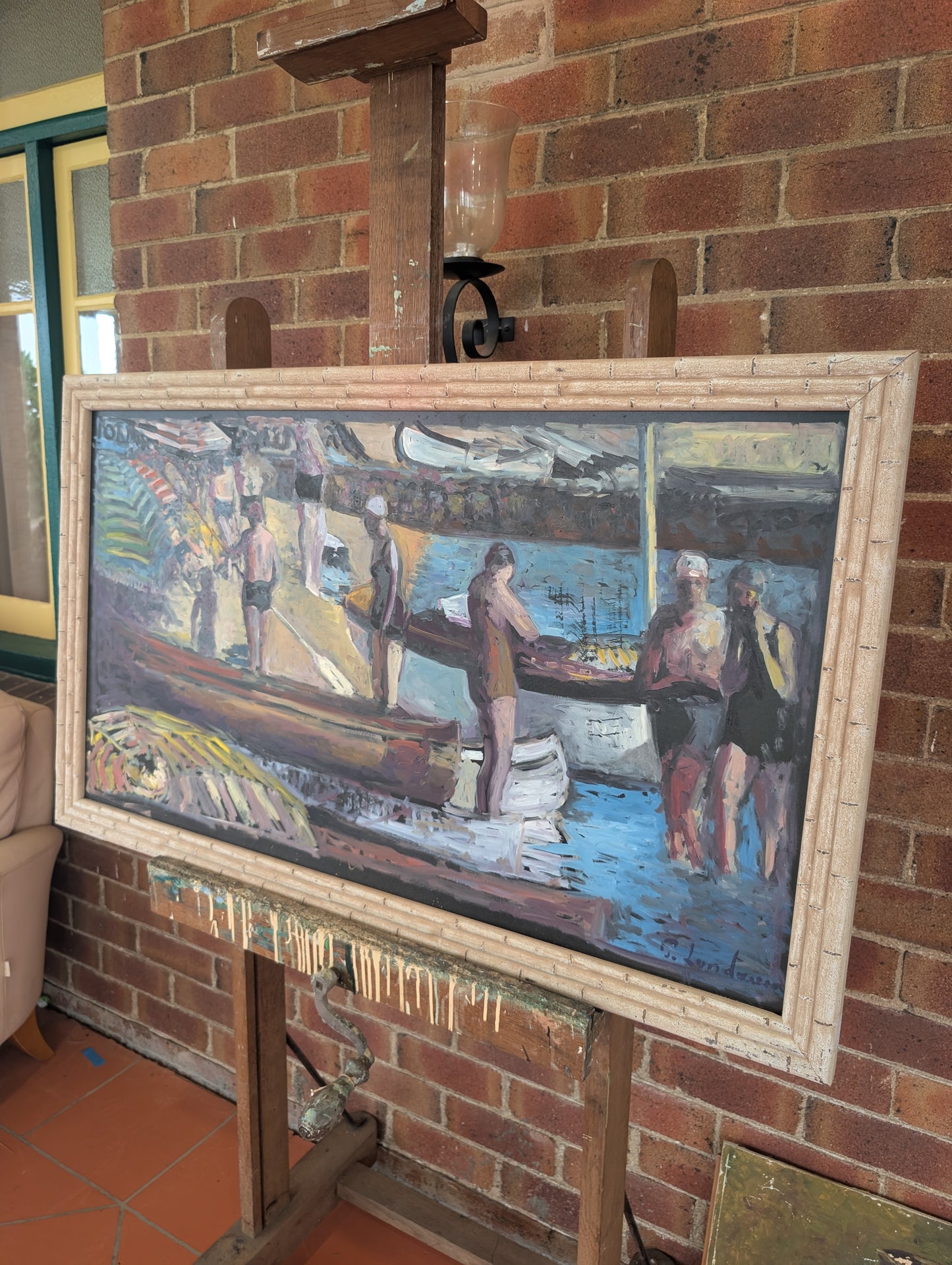 Bathers by the Shore by Patrice Landauer, Oil on board