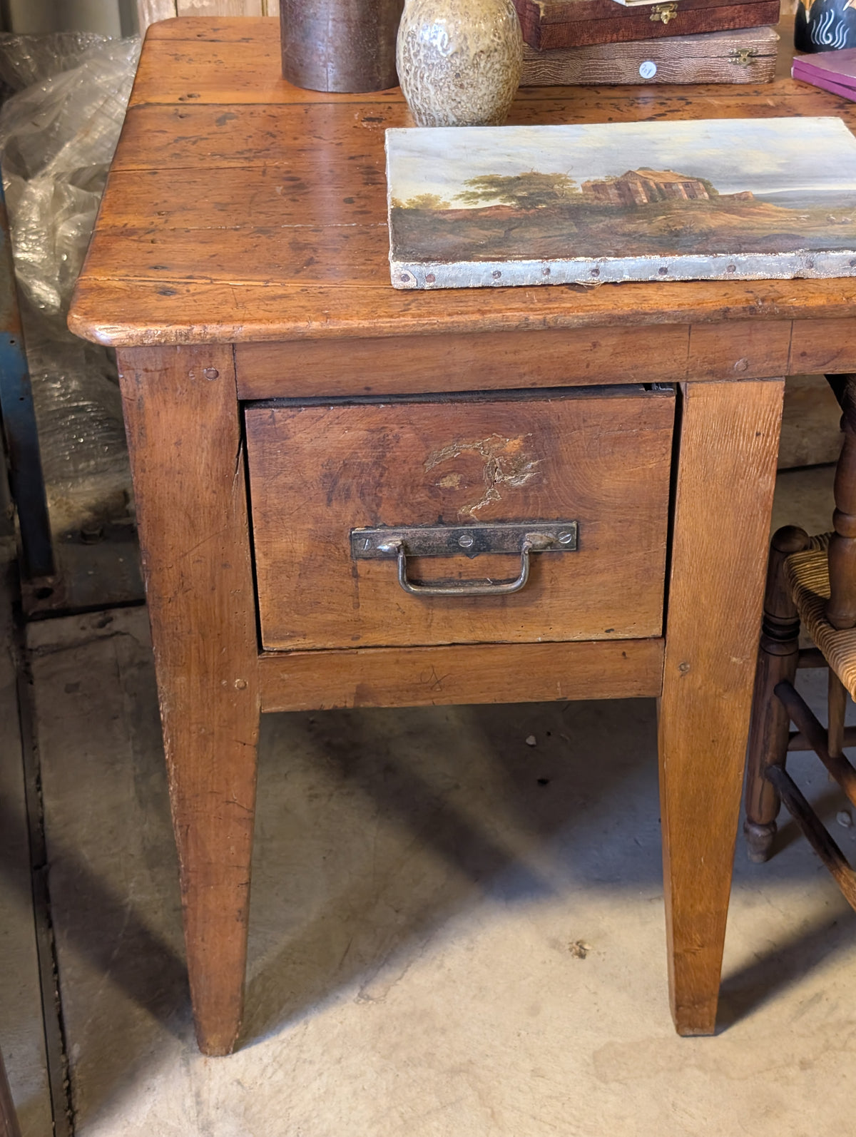 C19th French Provincial Fruitwood Center Desk