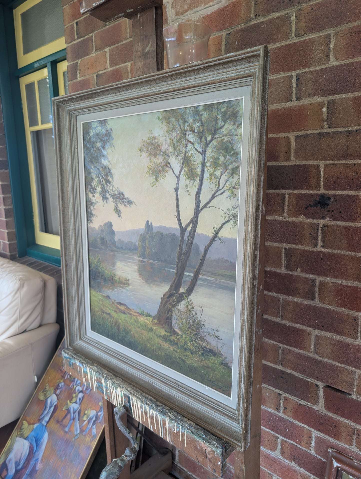 River landscape, France, oil on board mid CXXth