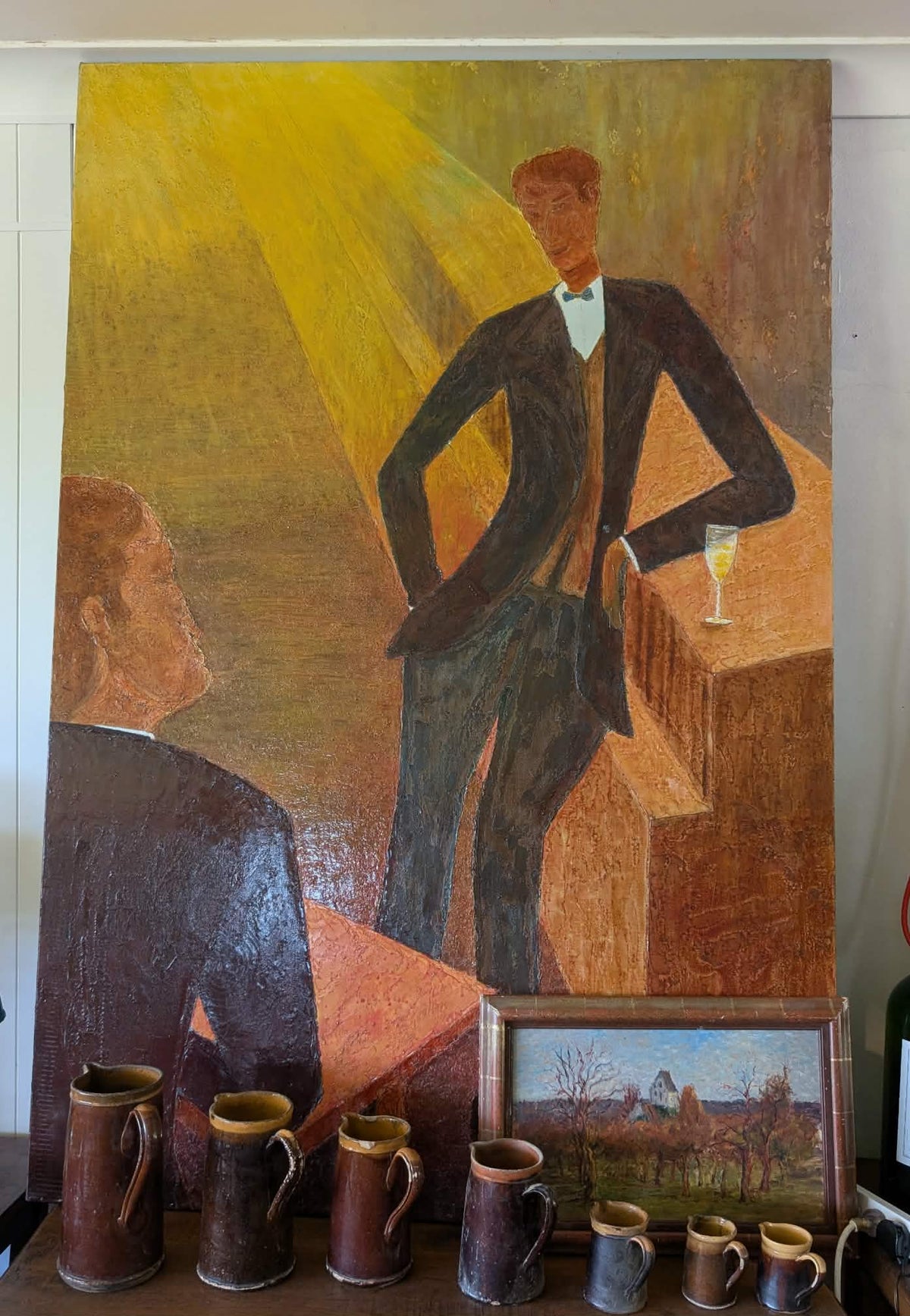 Bar scene painting by A. Gueno "Ymoa" 1998