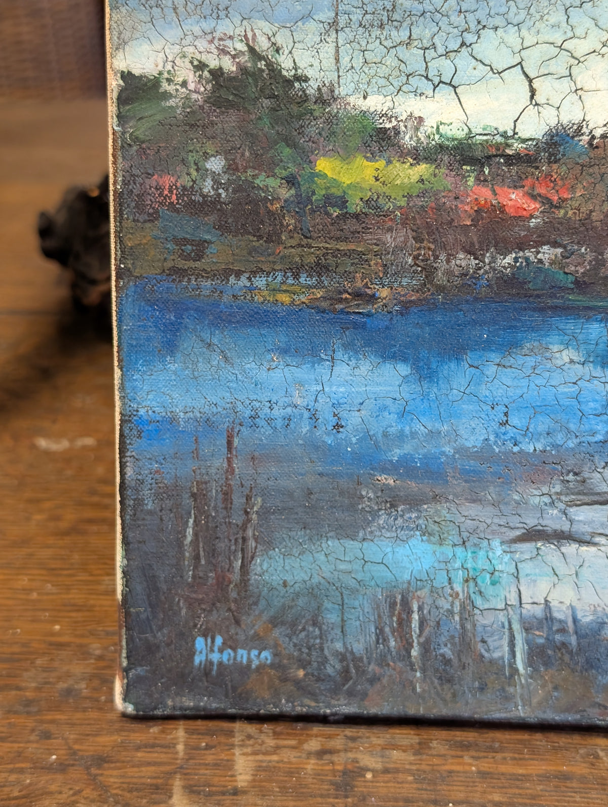 Mid-Century Modern Impressionist Landscape Oil Painting - Signed "Alfonso"