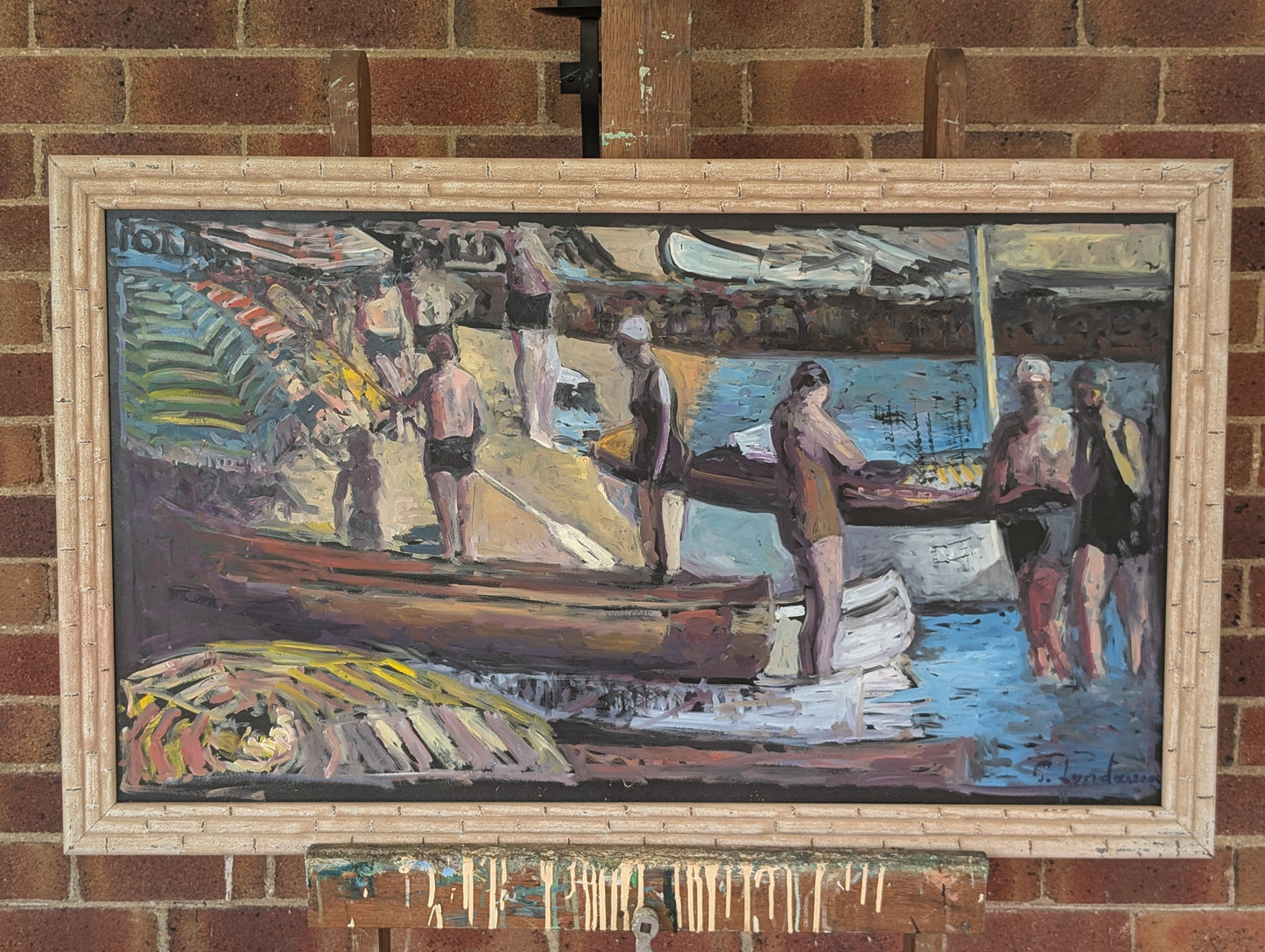 Bathers by the Shore by Patrice Landauer, Oil on board