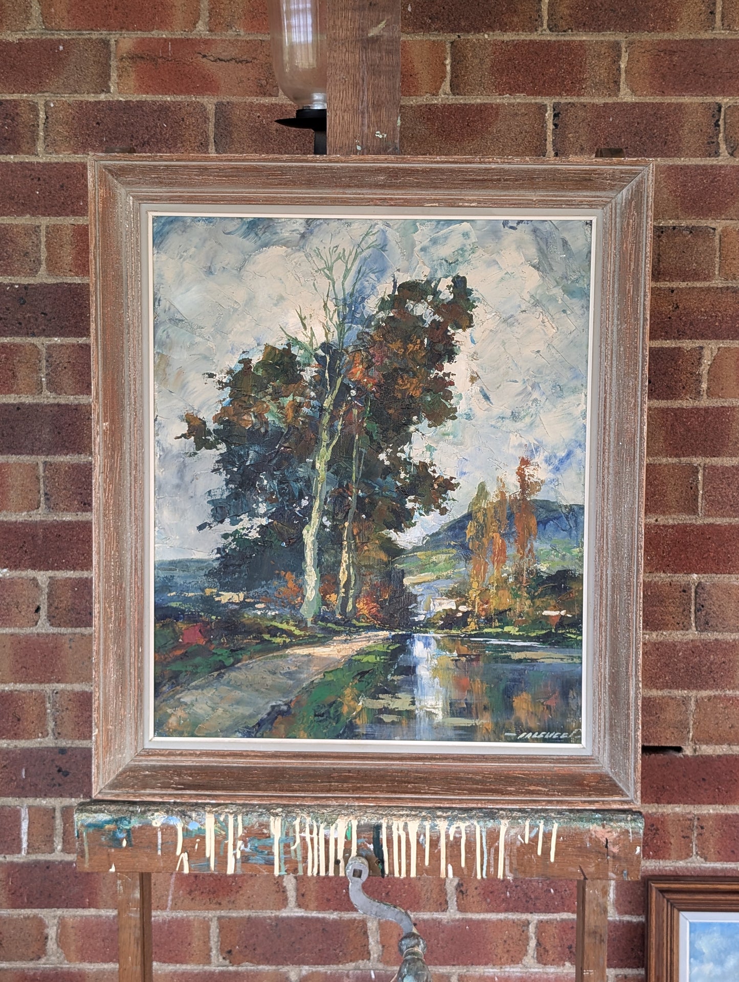 Landscape Oil Painting by Robert Falcucci – "La Petite Route"- Mid-Century French Impressionist