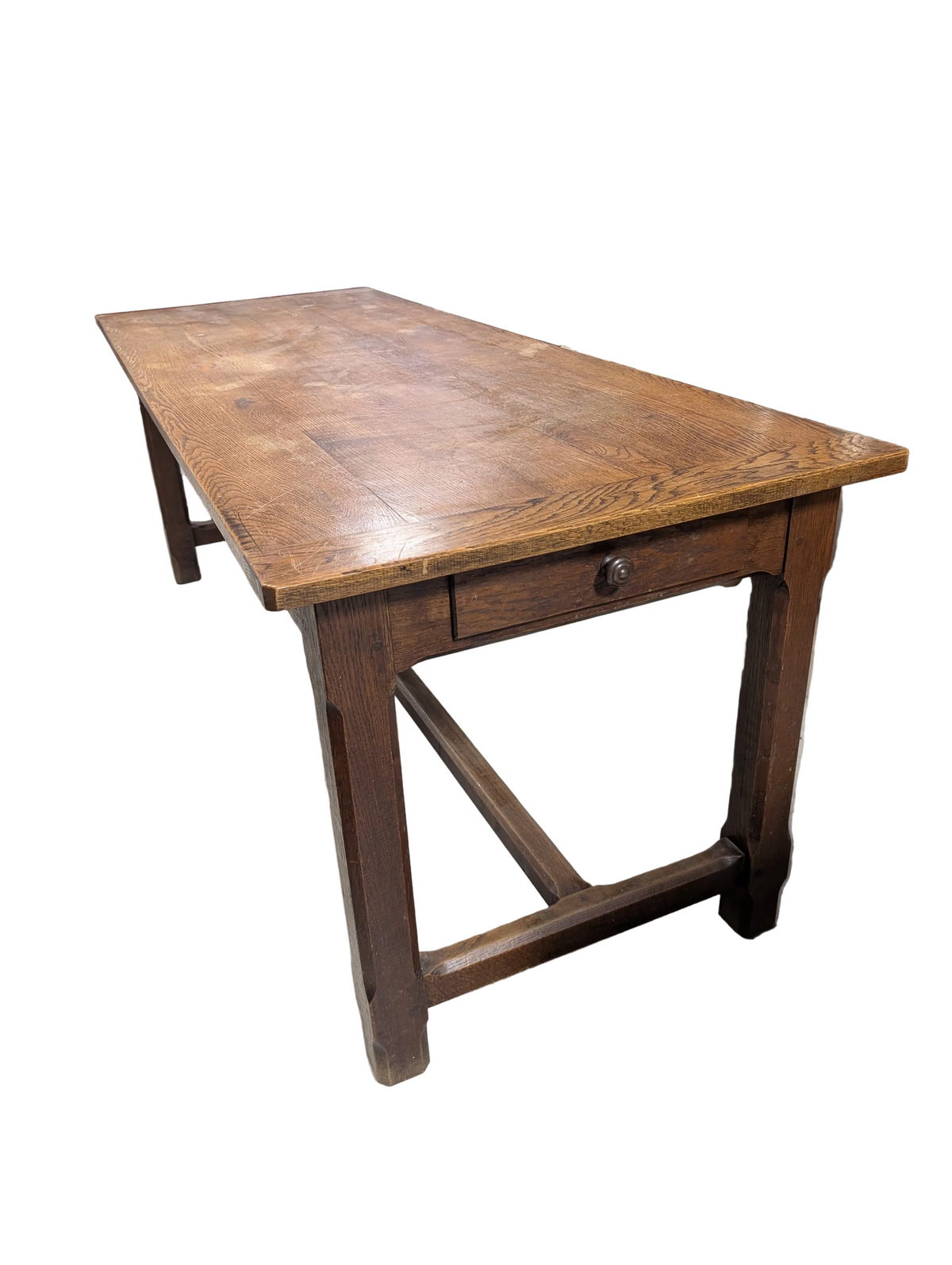 French oak narrow farm table with one drawer 200/75