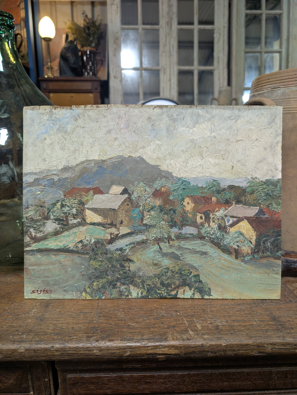 Vintage Mid-Century French Impressionist Landscape Oil Painting on Board – Signed "Ségéric"