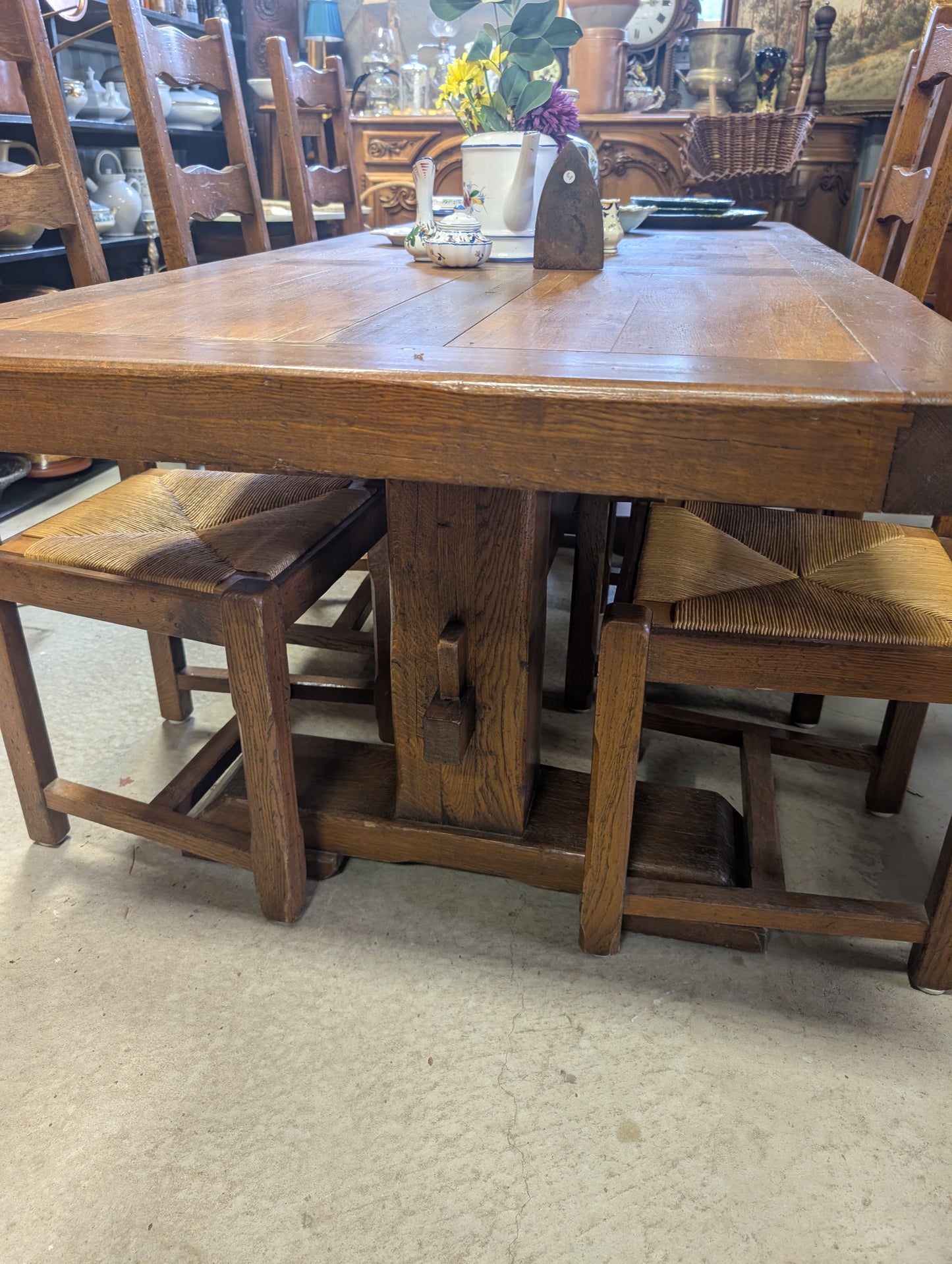 Rustic farmhouse dining set 6 chairs