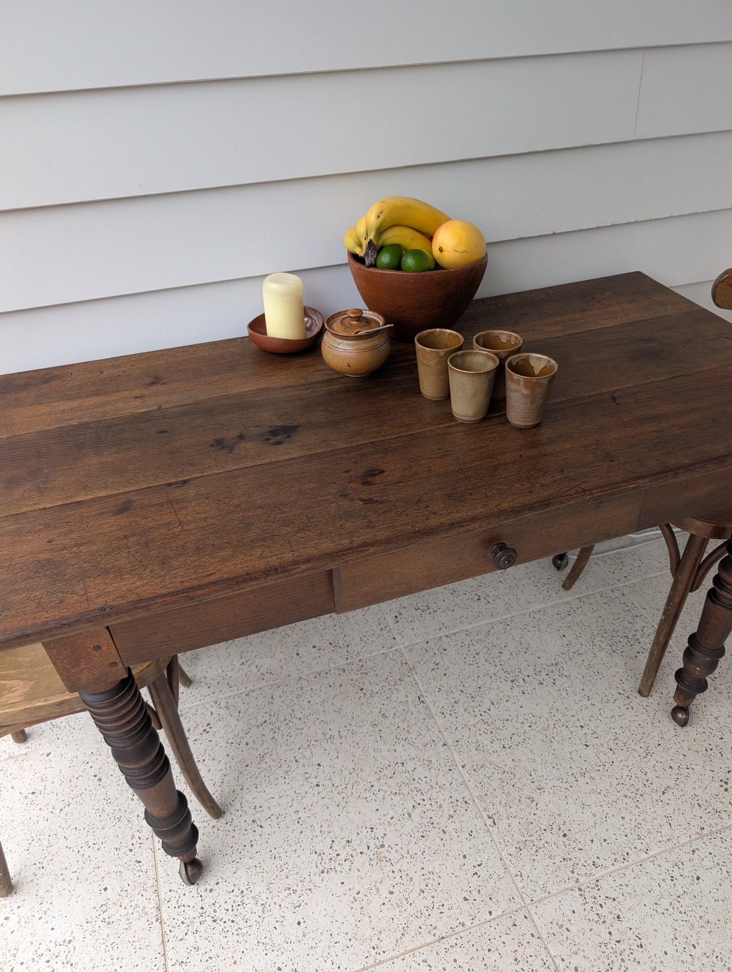 19th Century Oak Farmhouse table on castors