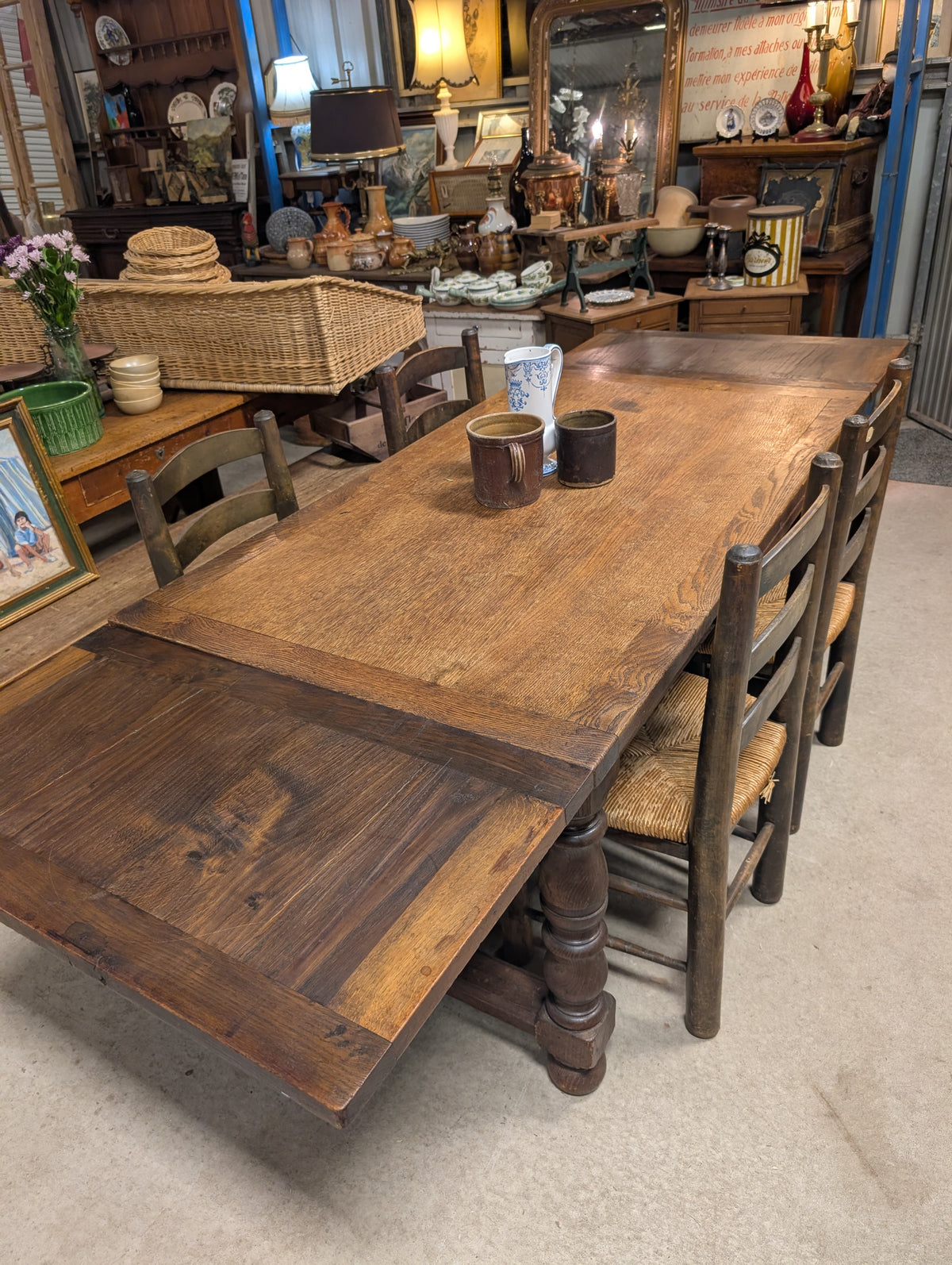 Rustic Oak farm table with extensions