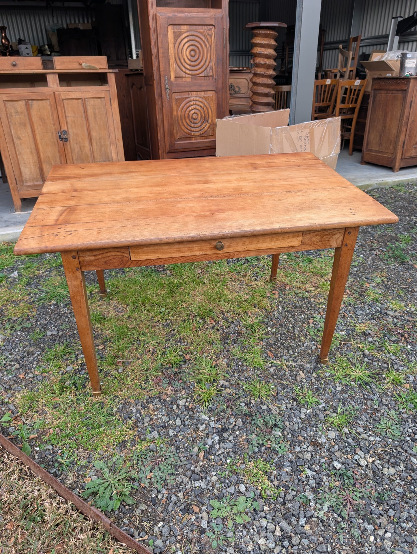French pine table with big drawer